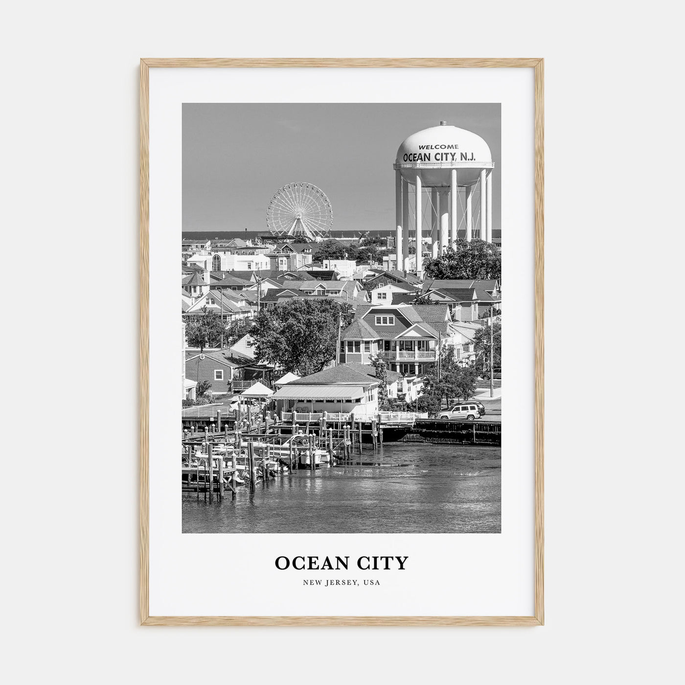 Ocean City, New Jersey Portrait B&W Poster