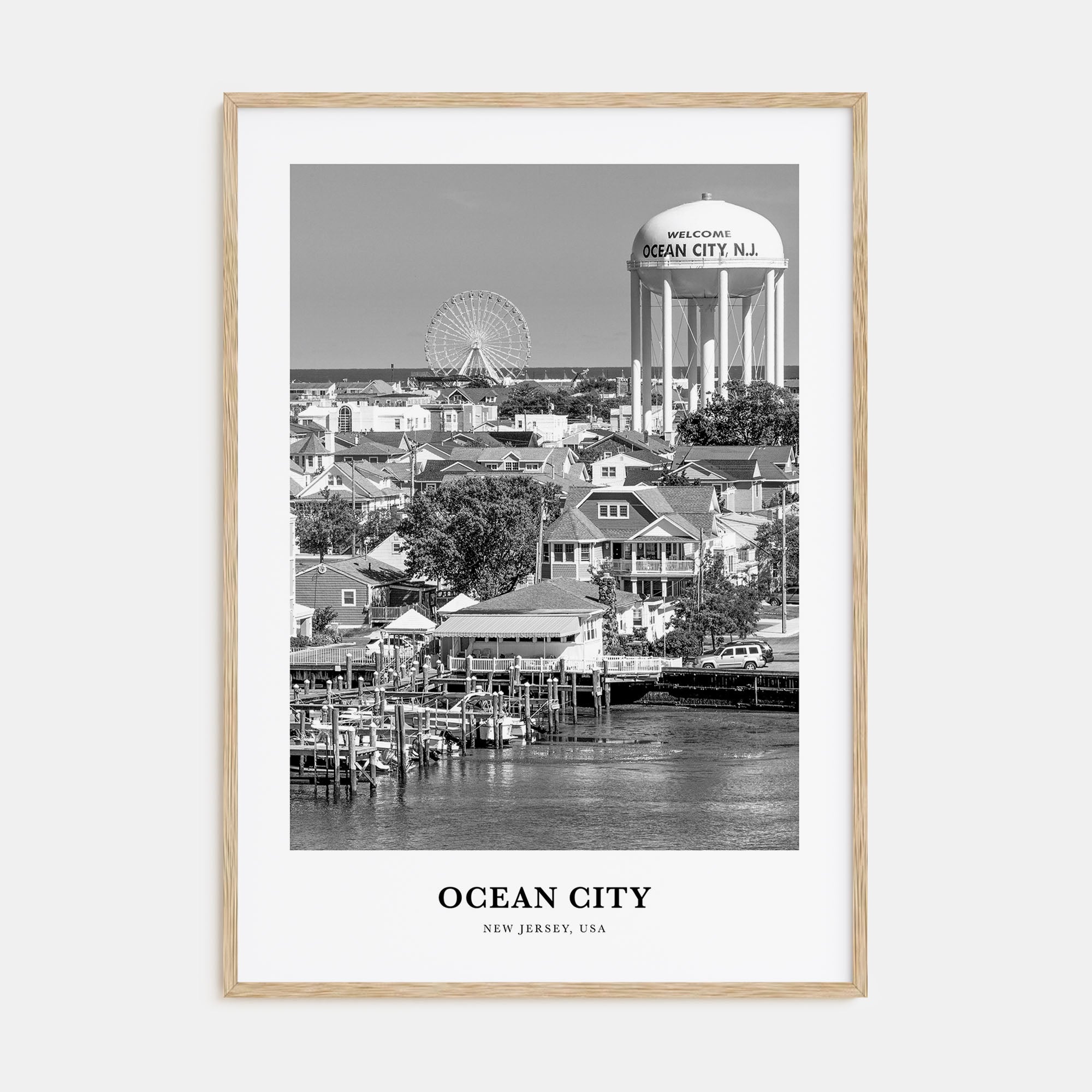Ocean City, New Jersey Portrait B&W Poster