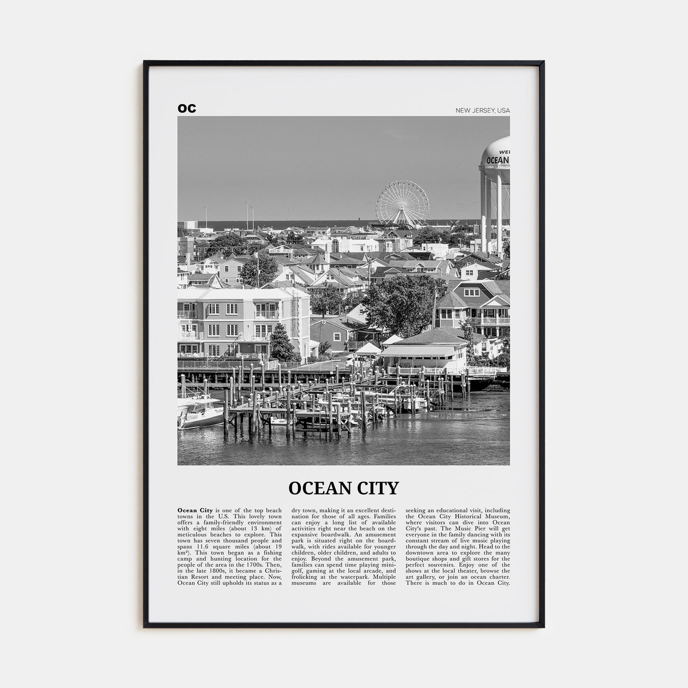 Ocean City, New Jersey Travel B&W No 1 Poster