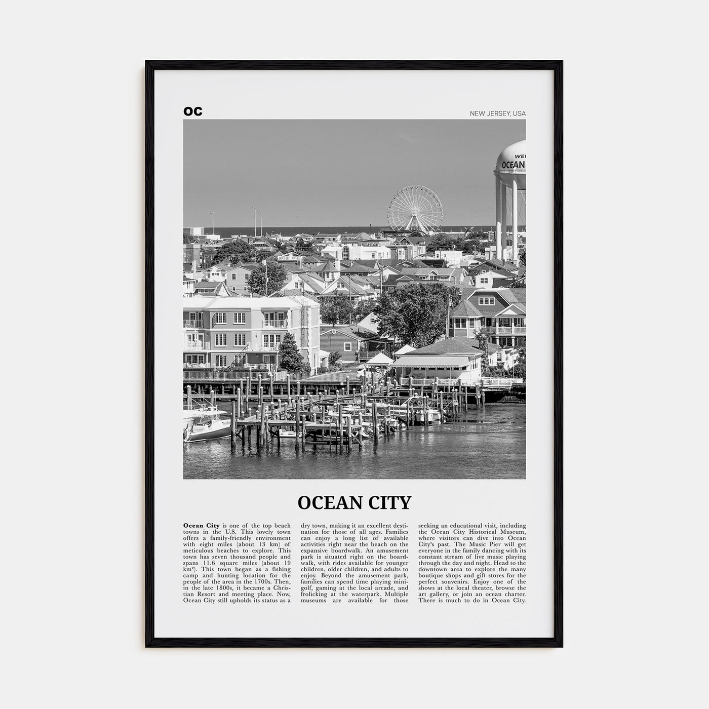 Ocean City, New Jersey Travel B&W No 1 Poster