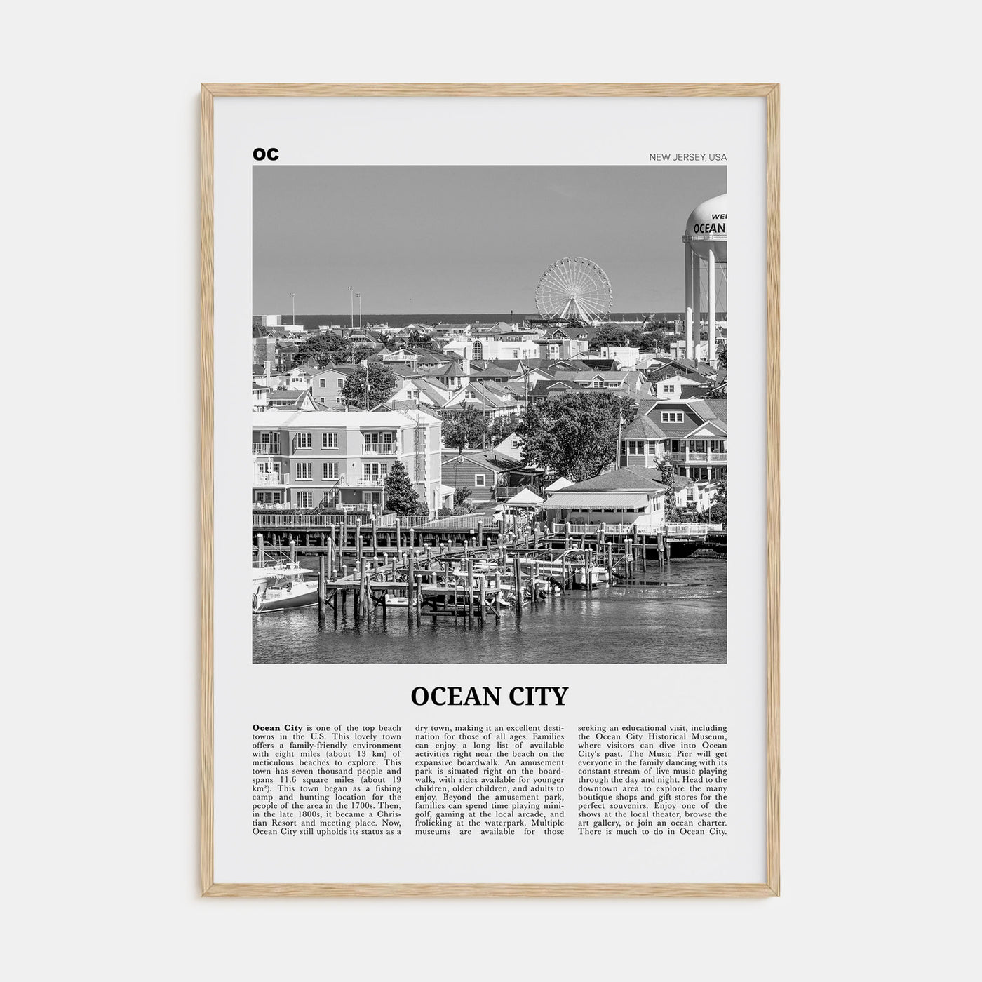 Ocean City, New Jersey Travel B&W No 1 Poster