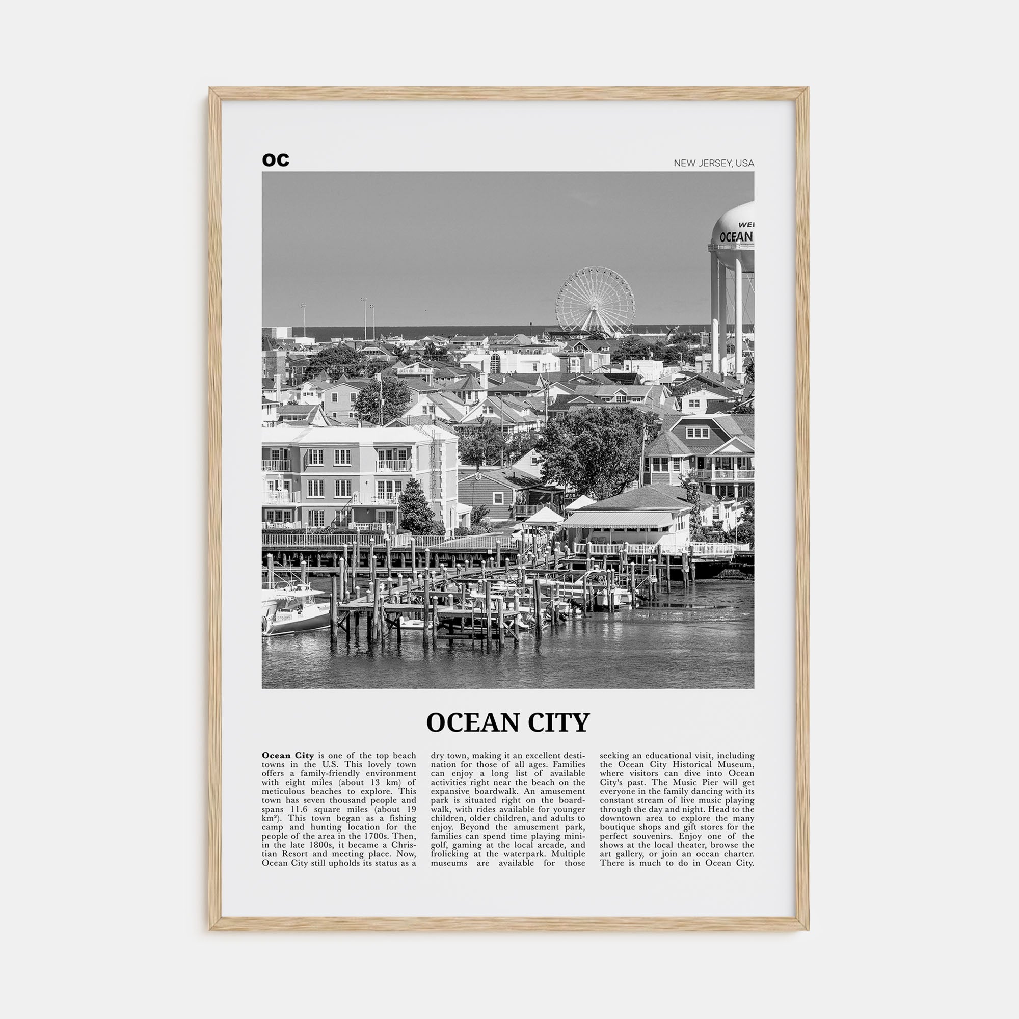 Ocean City, New Jersey Travel B&W No 1 Poster