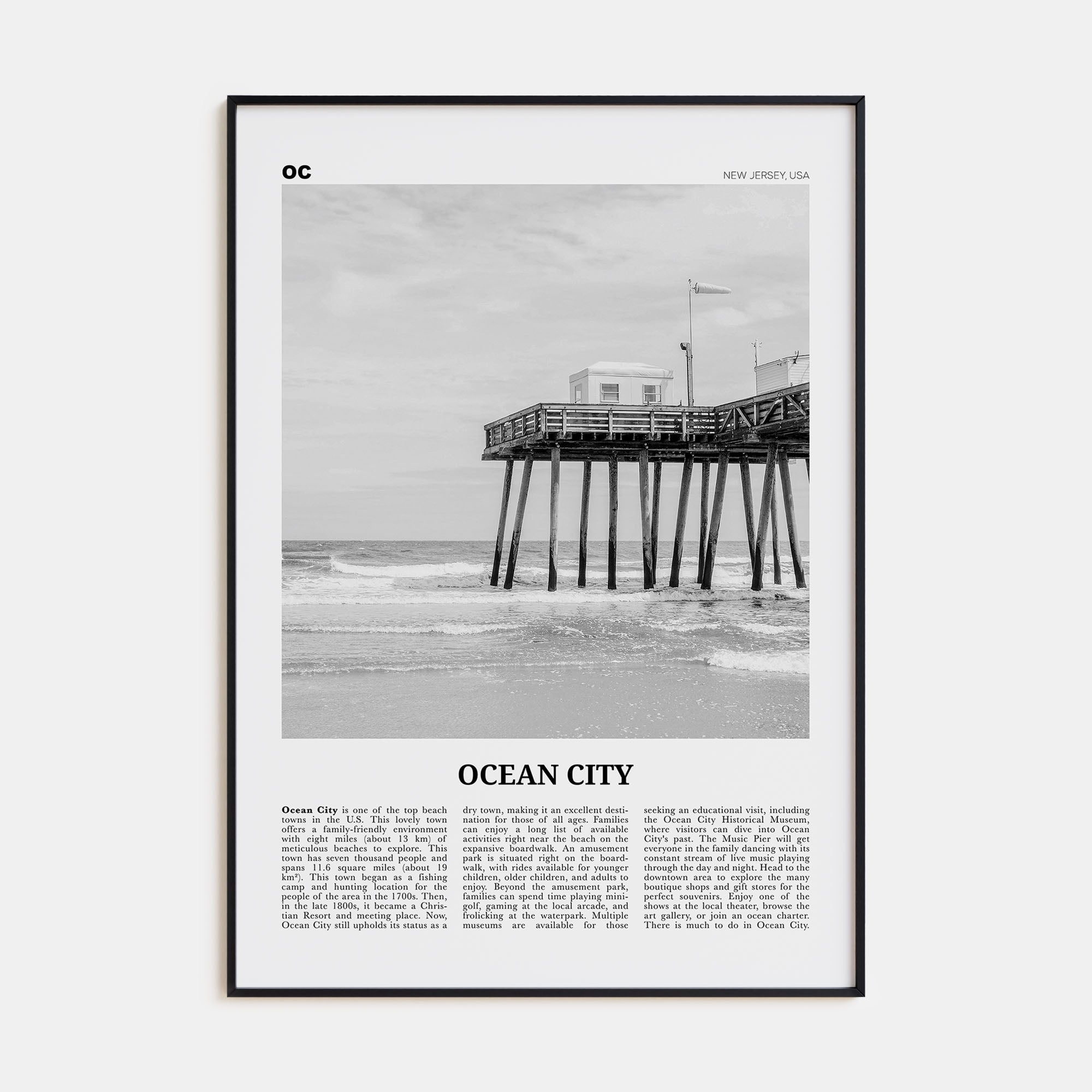 Ocean City, New Jersey Travel B&W No 2 Poster