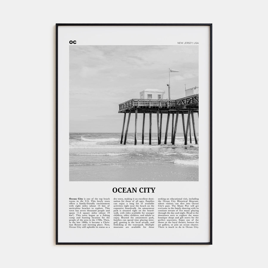Ocean City, New Jersey Travel B&W No 2 Poster