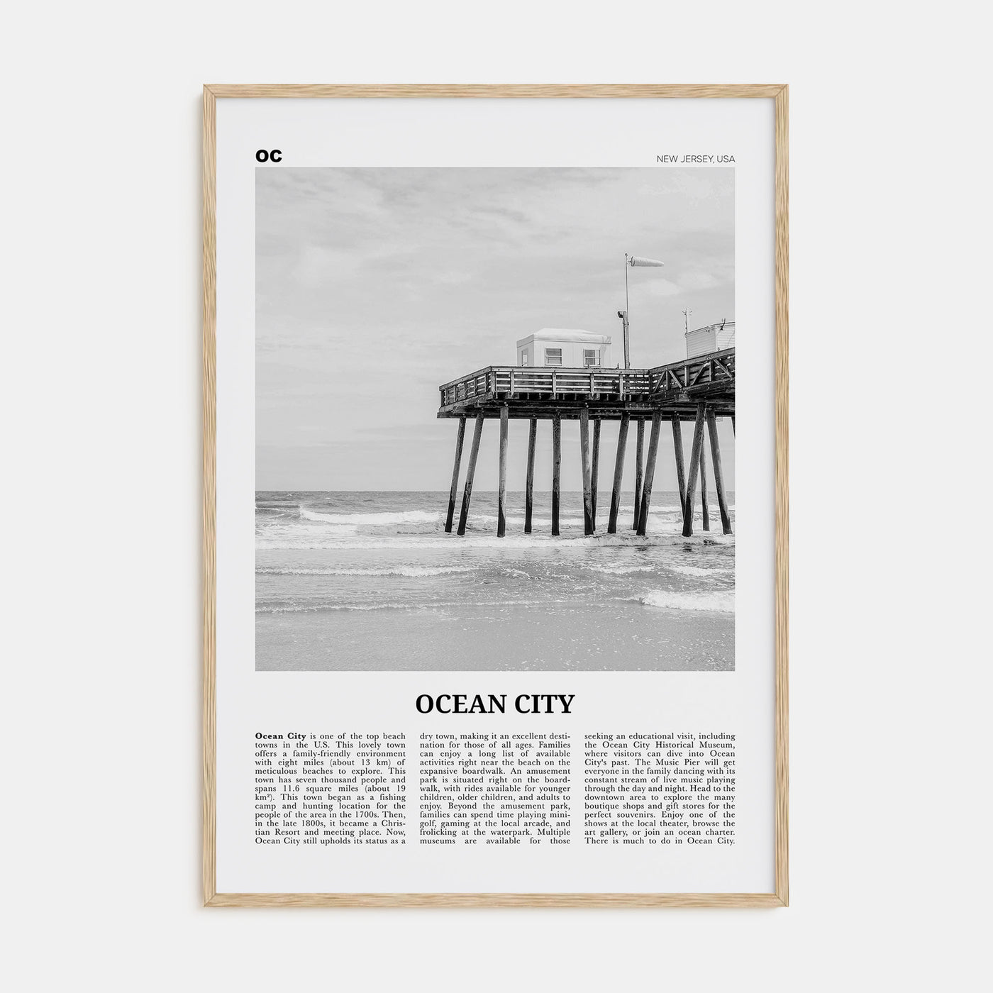 Ocean City, New Jersey Travel B&W No 2 Poster
