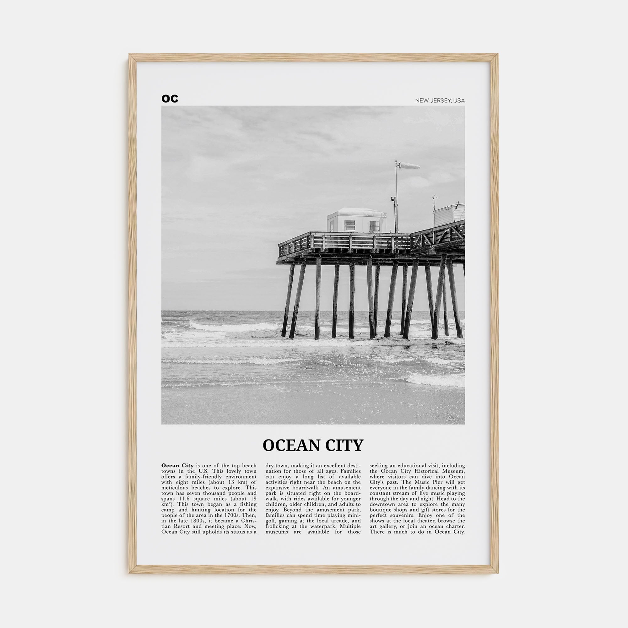 Ocean City, New Jersey Travel B&W No 2 Poster