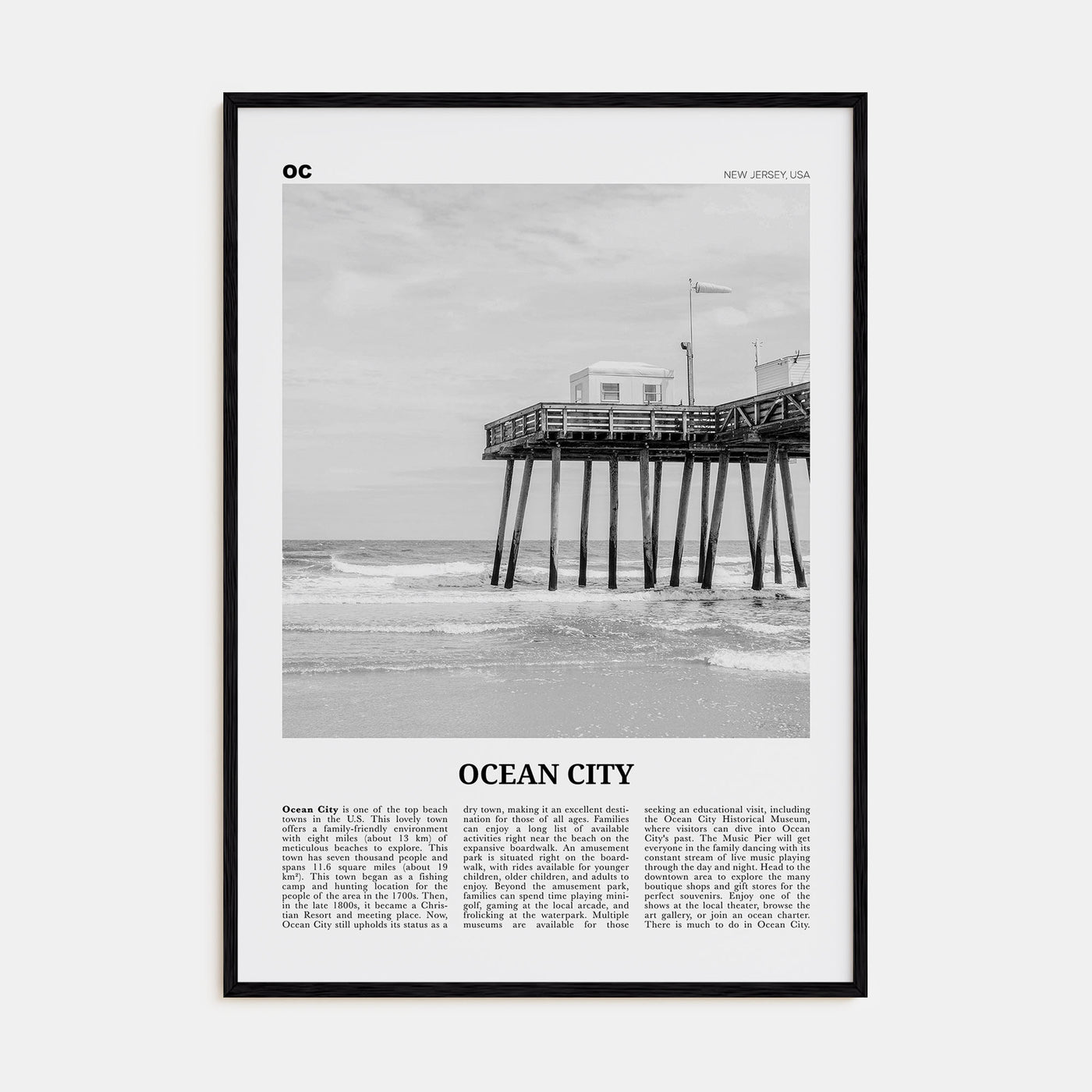 Ocean City, New Jersey Travel B&W No 2 Poster
