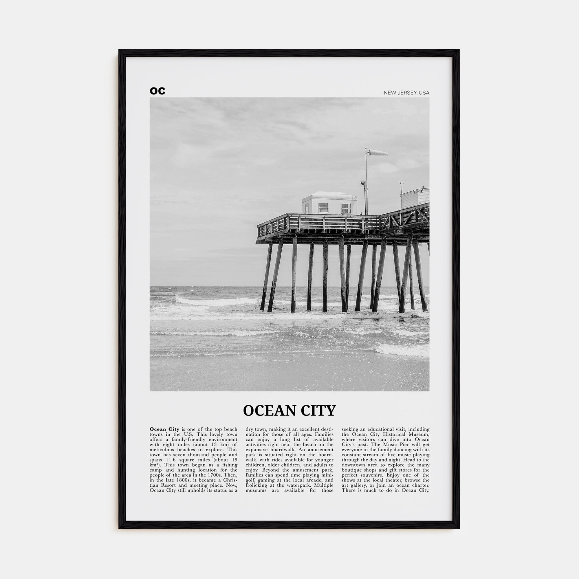 Ocean City, New Jersey Travel B&W No 2 Poster