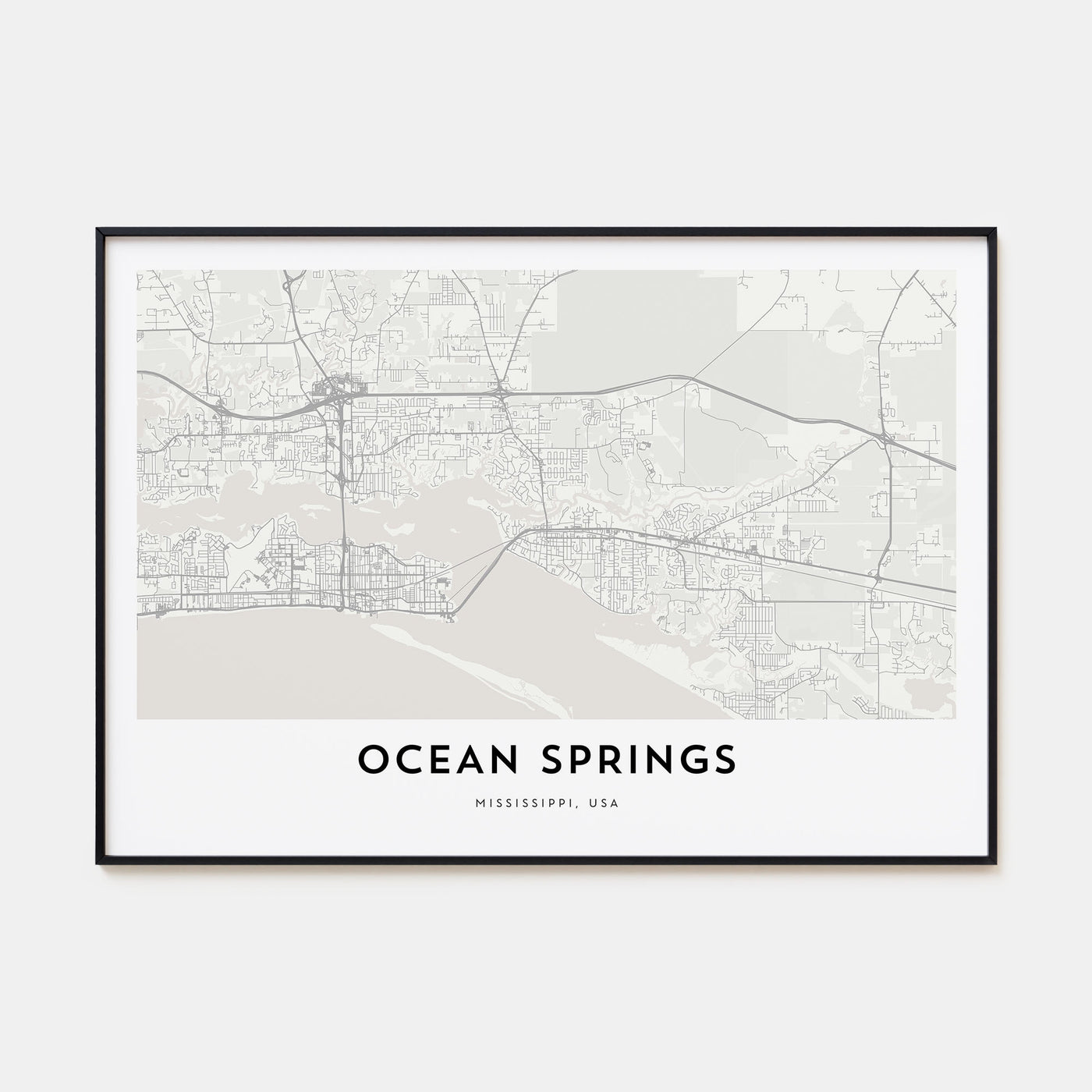 Ocean Springs Map Landscape Poster
