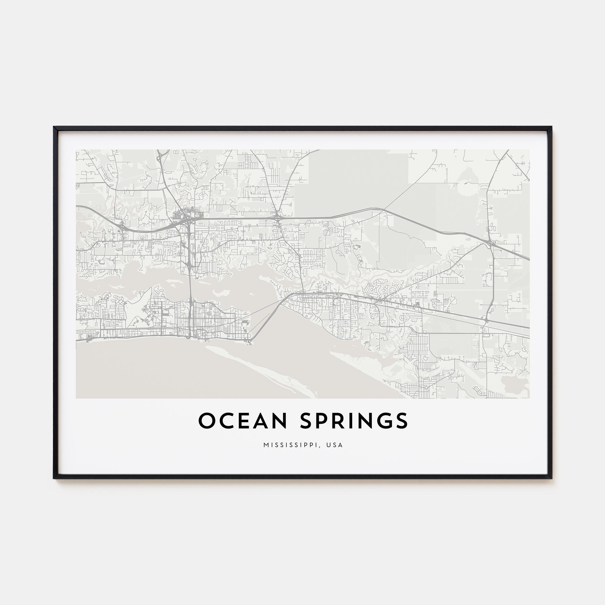 Ocean Springs Map Landscape Poster