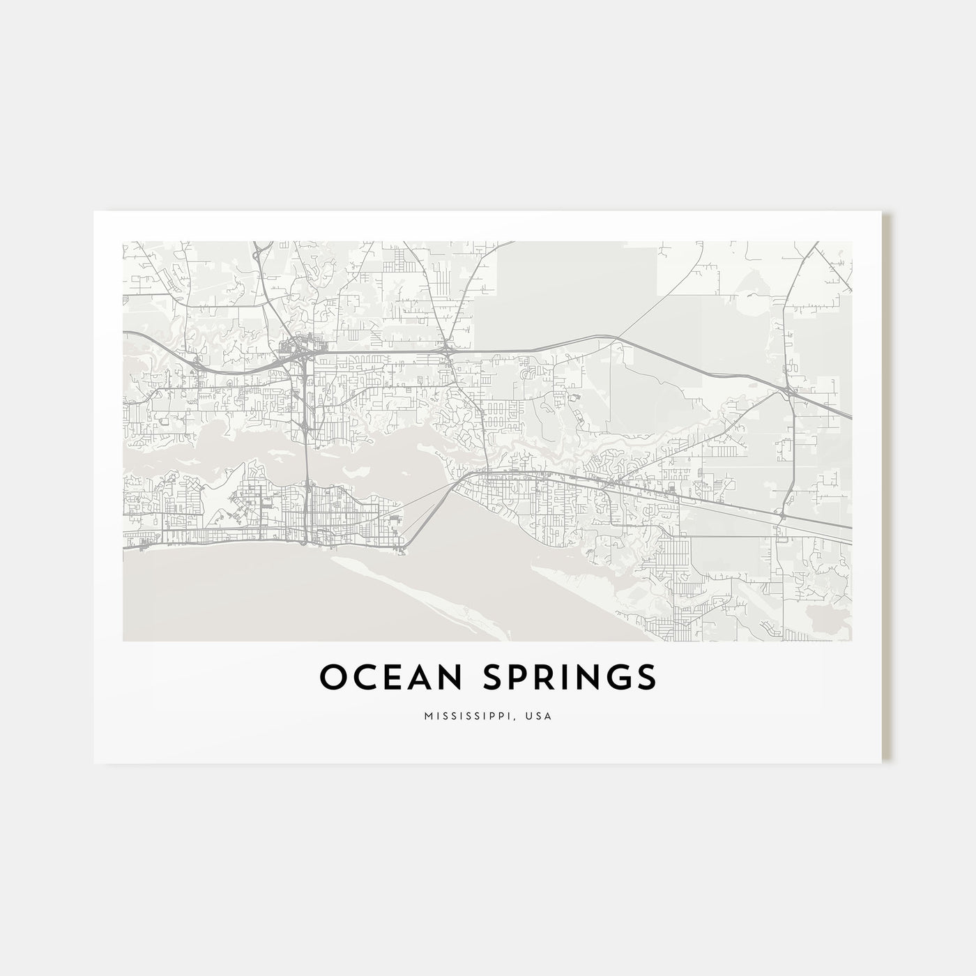 Ocean Springs Map Landscape Poster