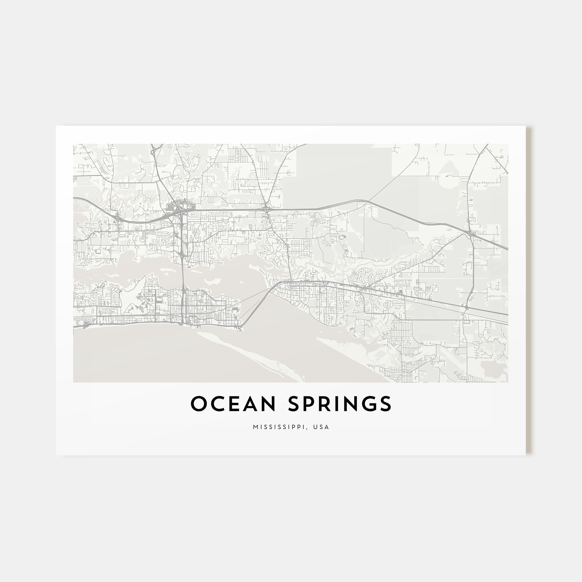 Ocean Springs Map Landscape Poster