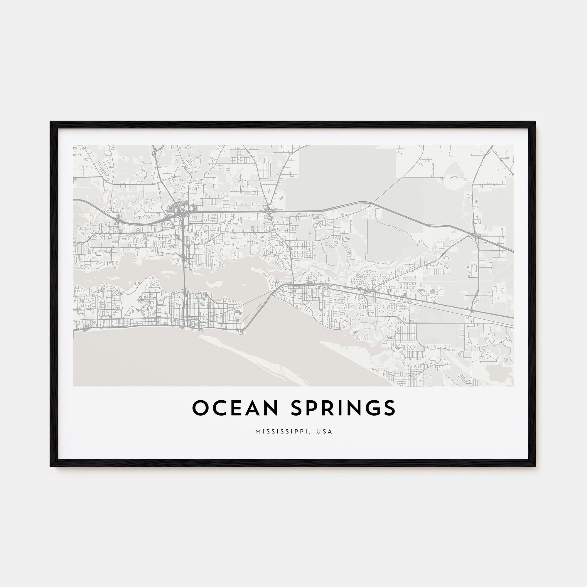 Ocean Springs Map Landscape Poster