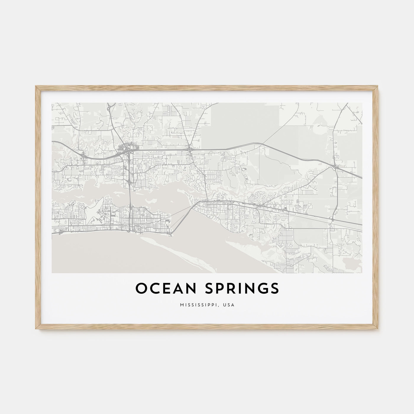 Ocean Springs Map Landscape Poster