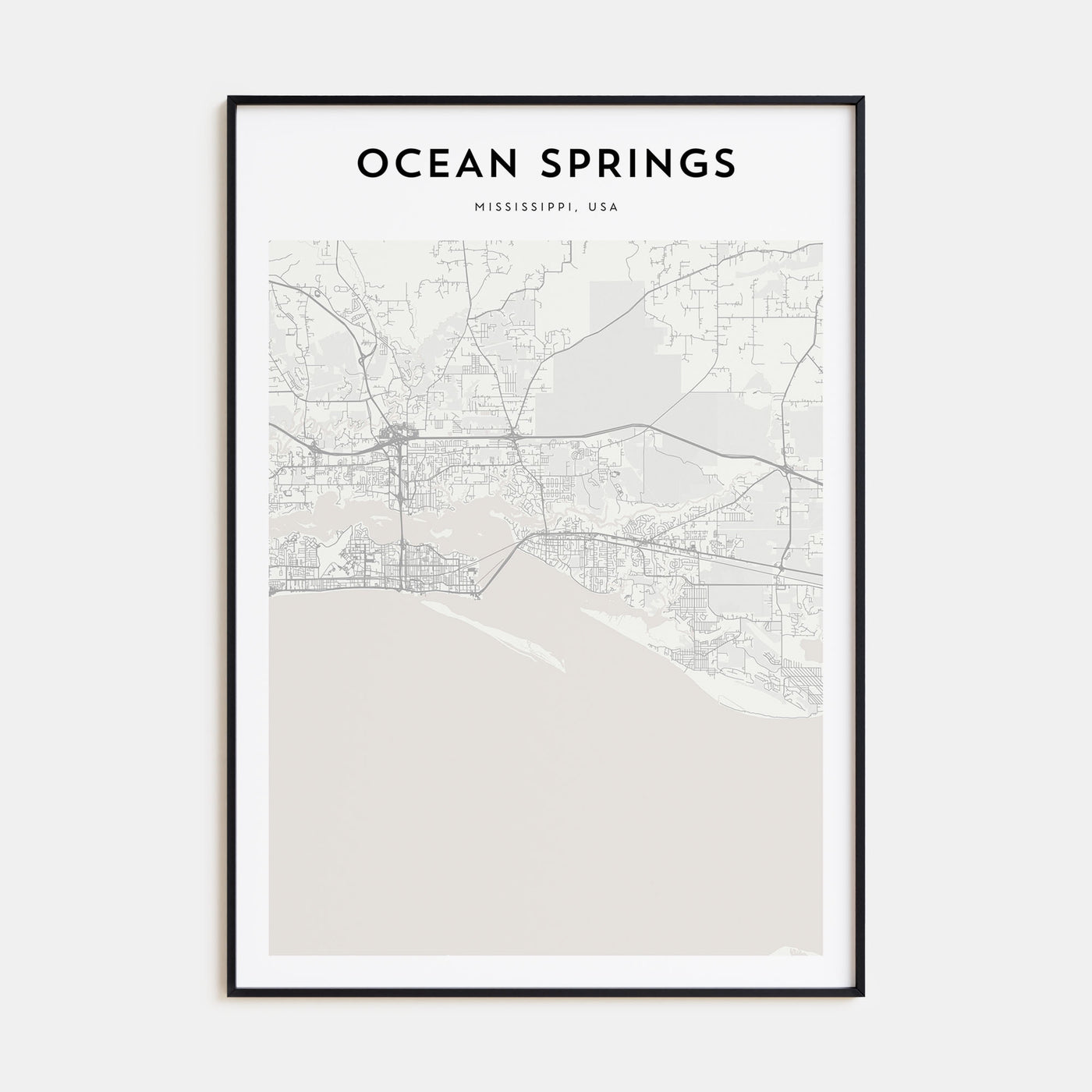 Ocean Springs Map Portrait Poster