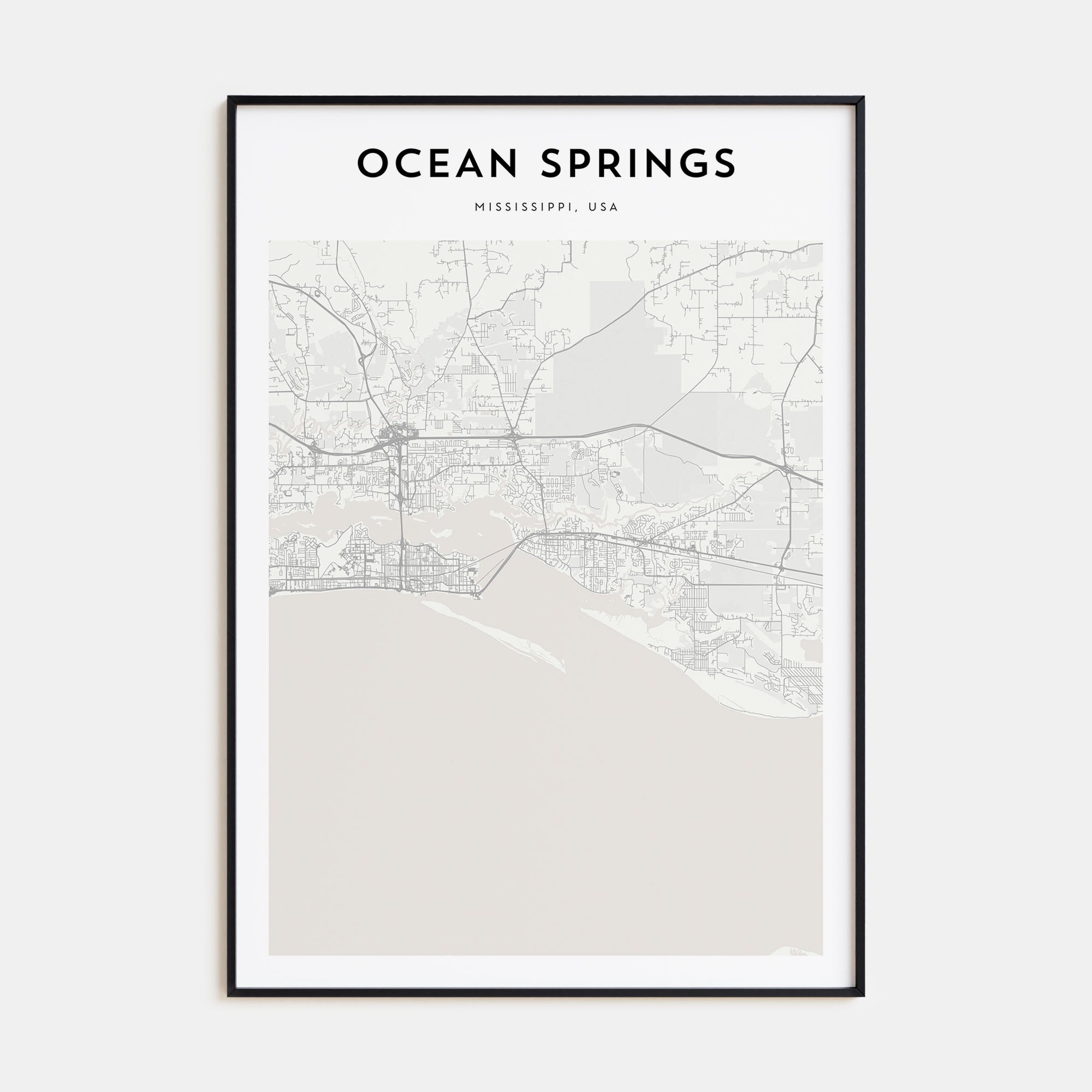 Ocean Springs Map Portrait Poster