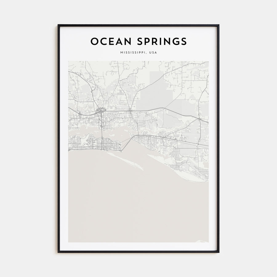Ocean Springs Map Portrait Poster