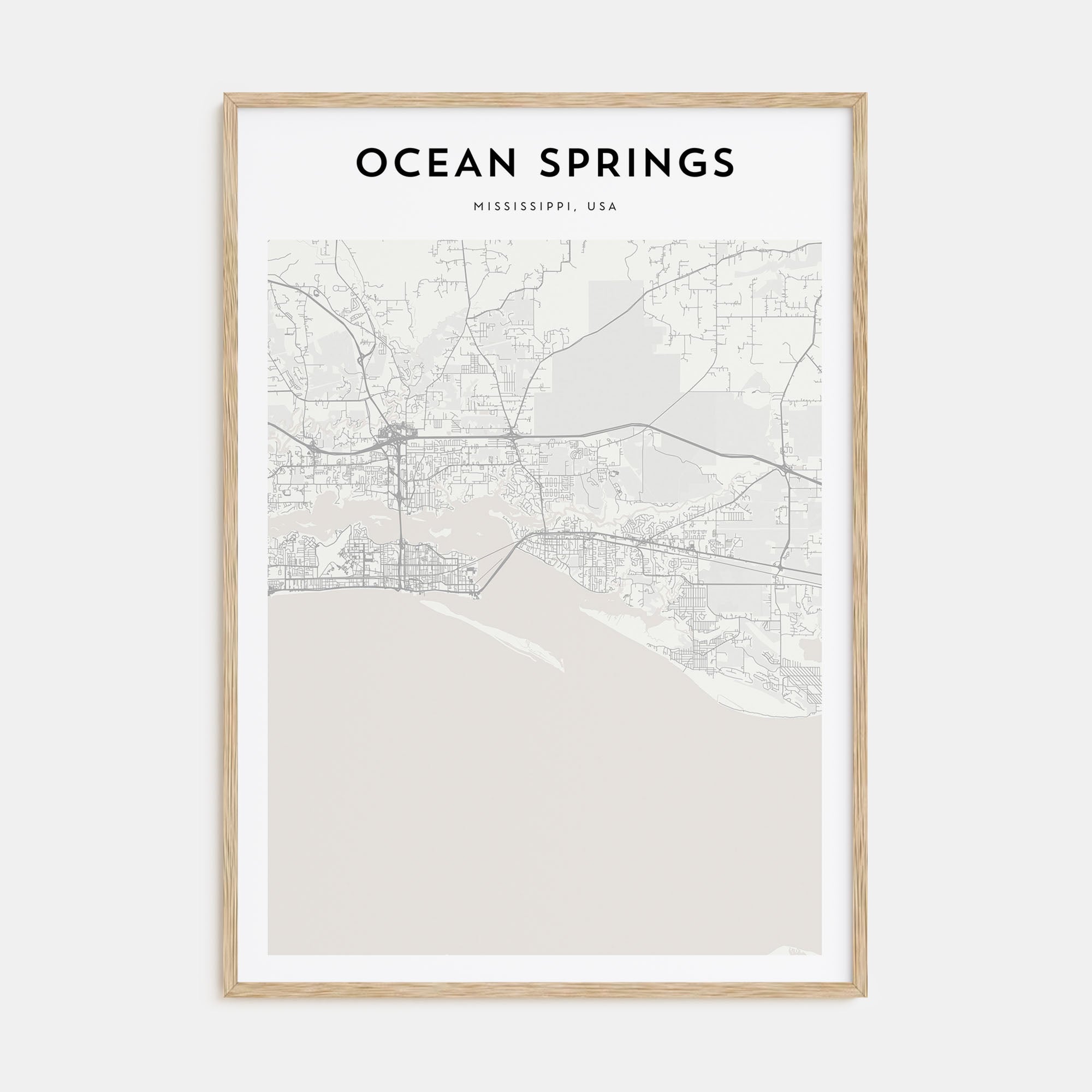 Ocean Springs Map Portrait Poster
