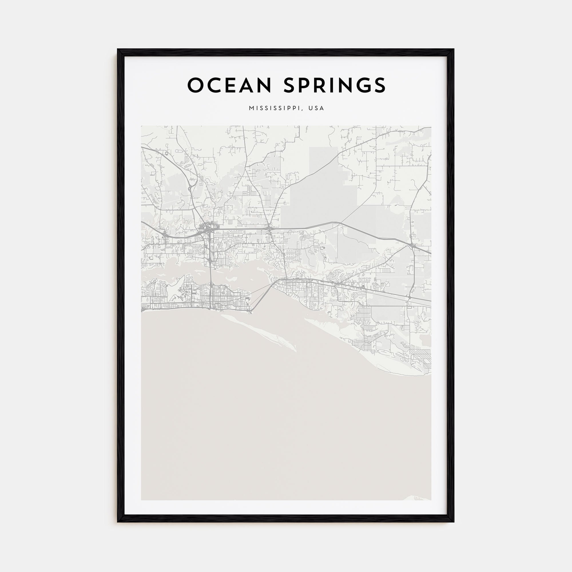 Ocean Springs Map Portrait Poster