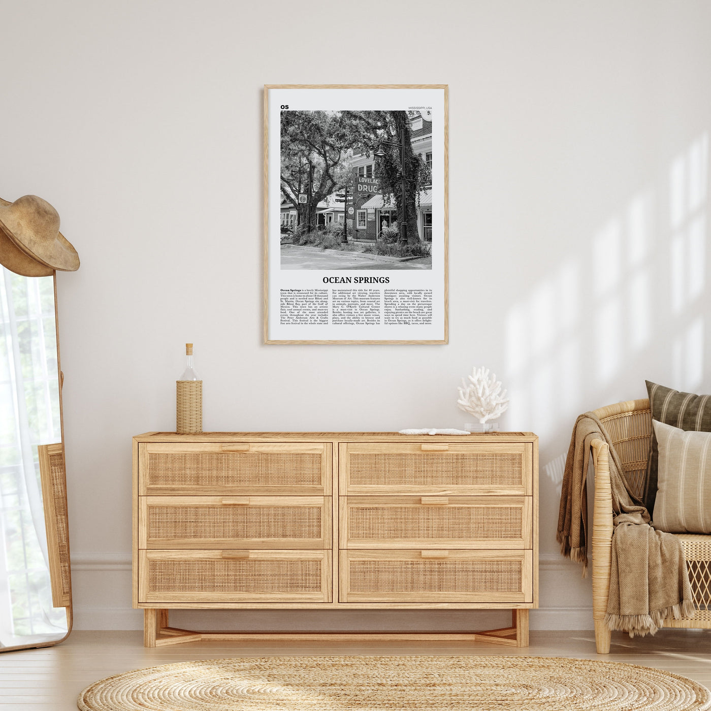 Ocean Springs Travel B&W Poster