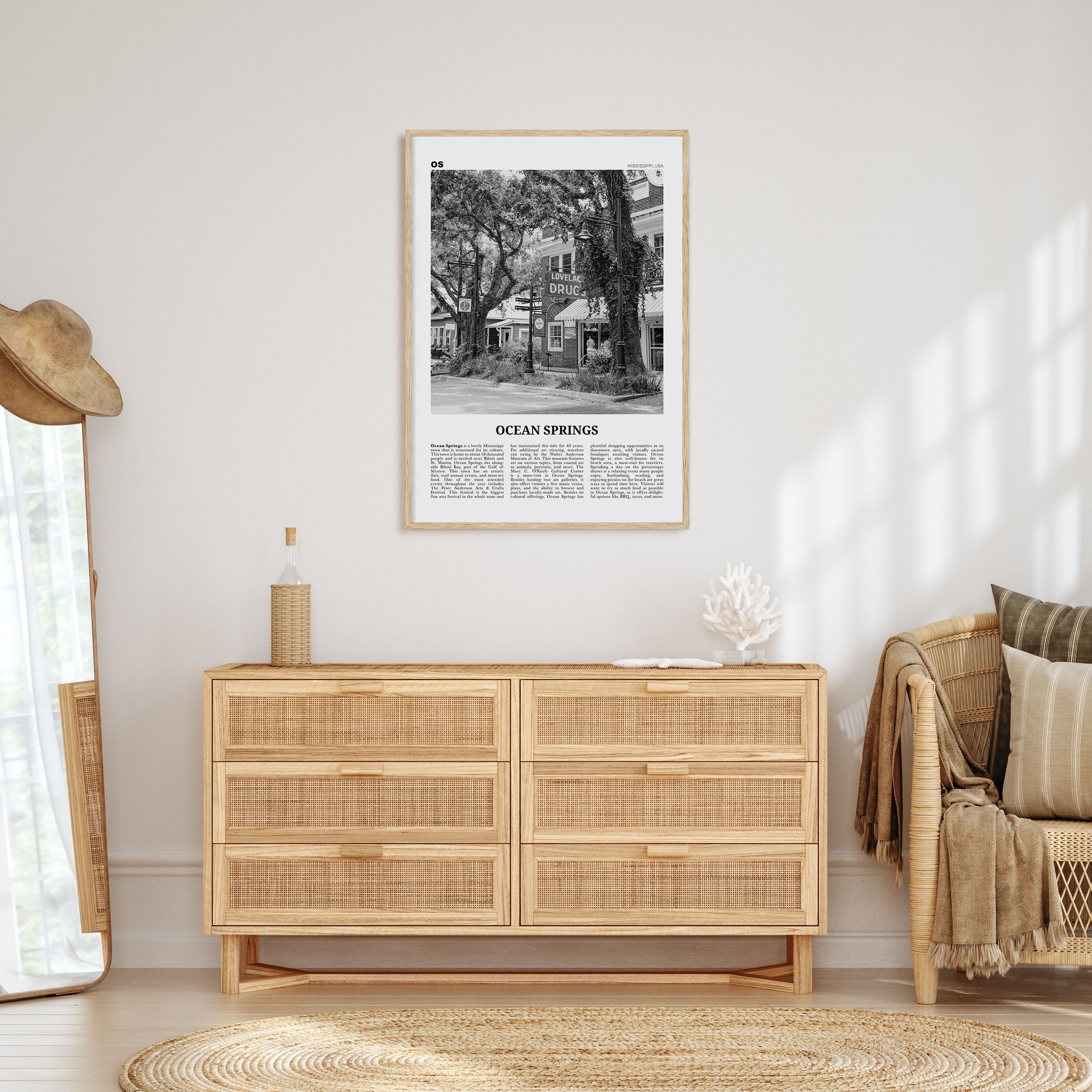 Ocean Springs Travel B&W Poster