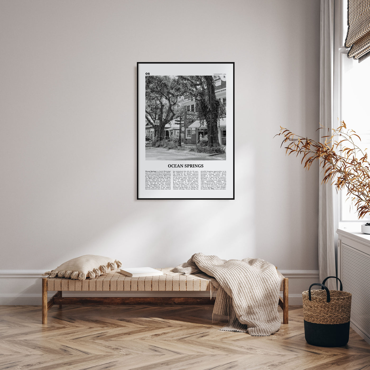 Ocean Springs Travel B&W Poster