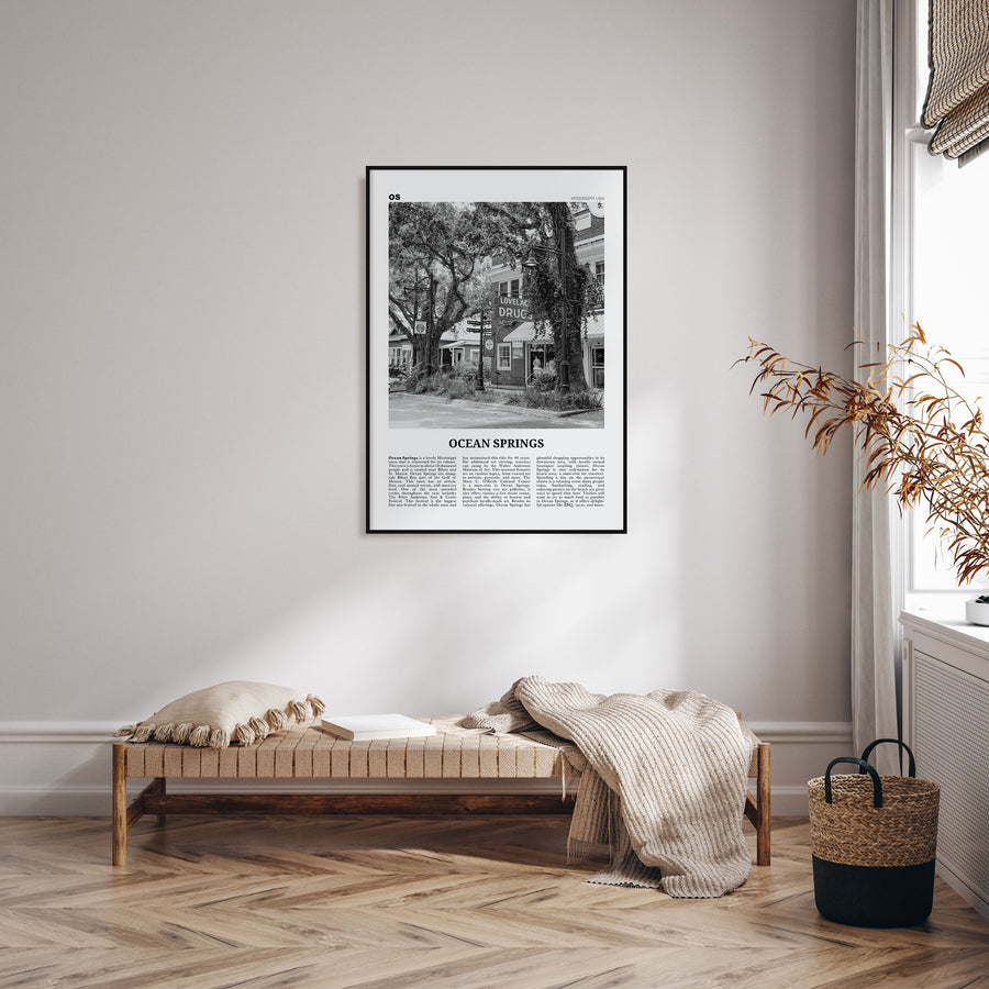 Ocean Springs Travel B&W Poster