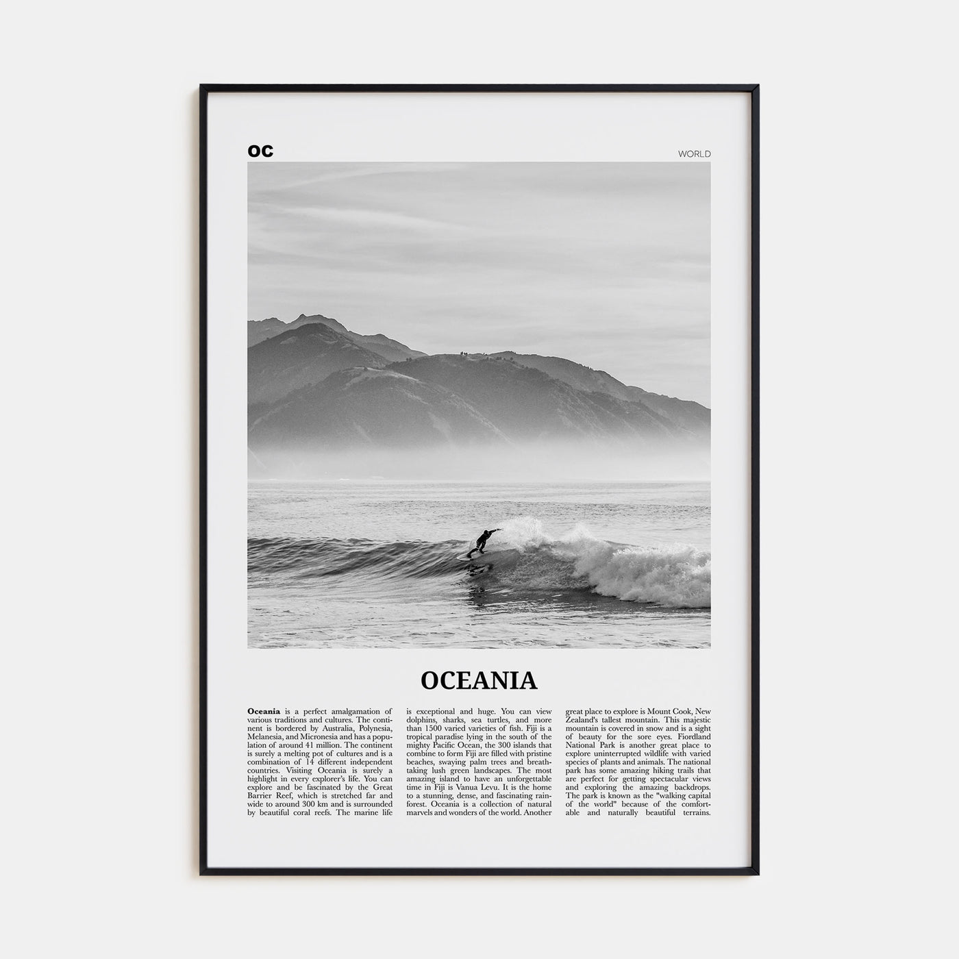 Oceania Travel B&W Poster