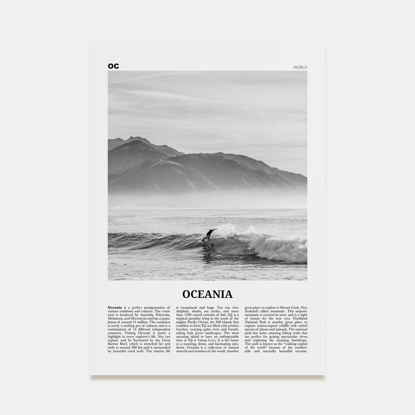 Oceania Travel B&W Poster