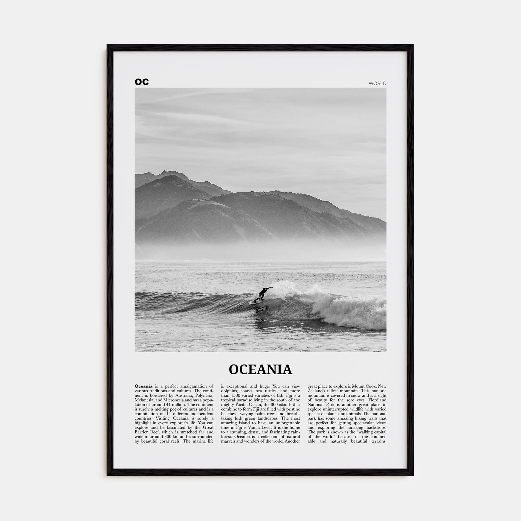 Oceania Travel B&W Poster