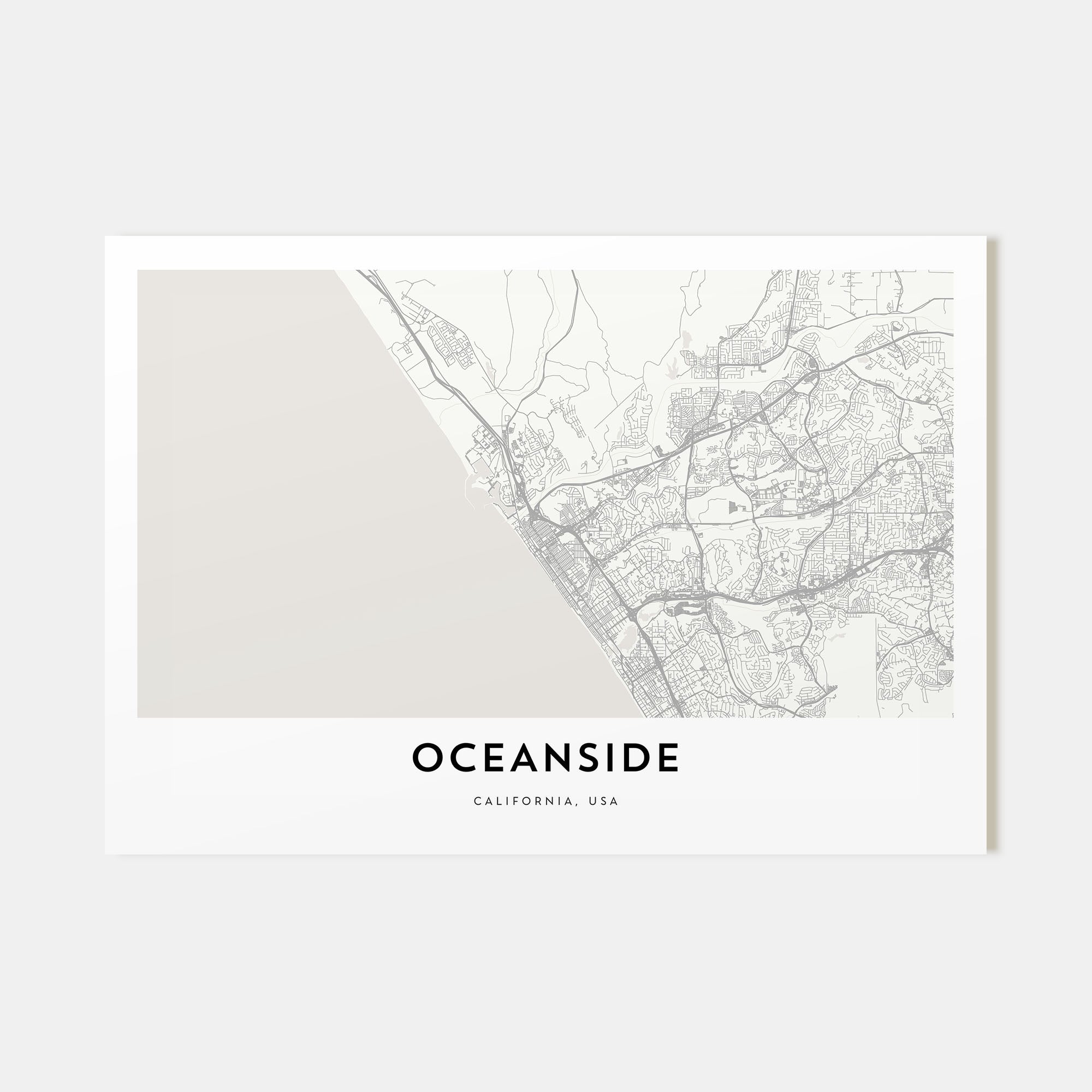 Oceanside Map Landscape Poster