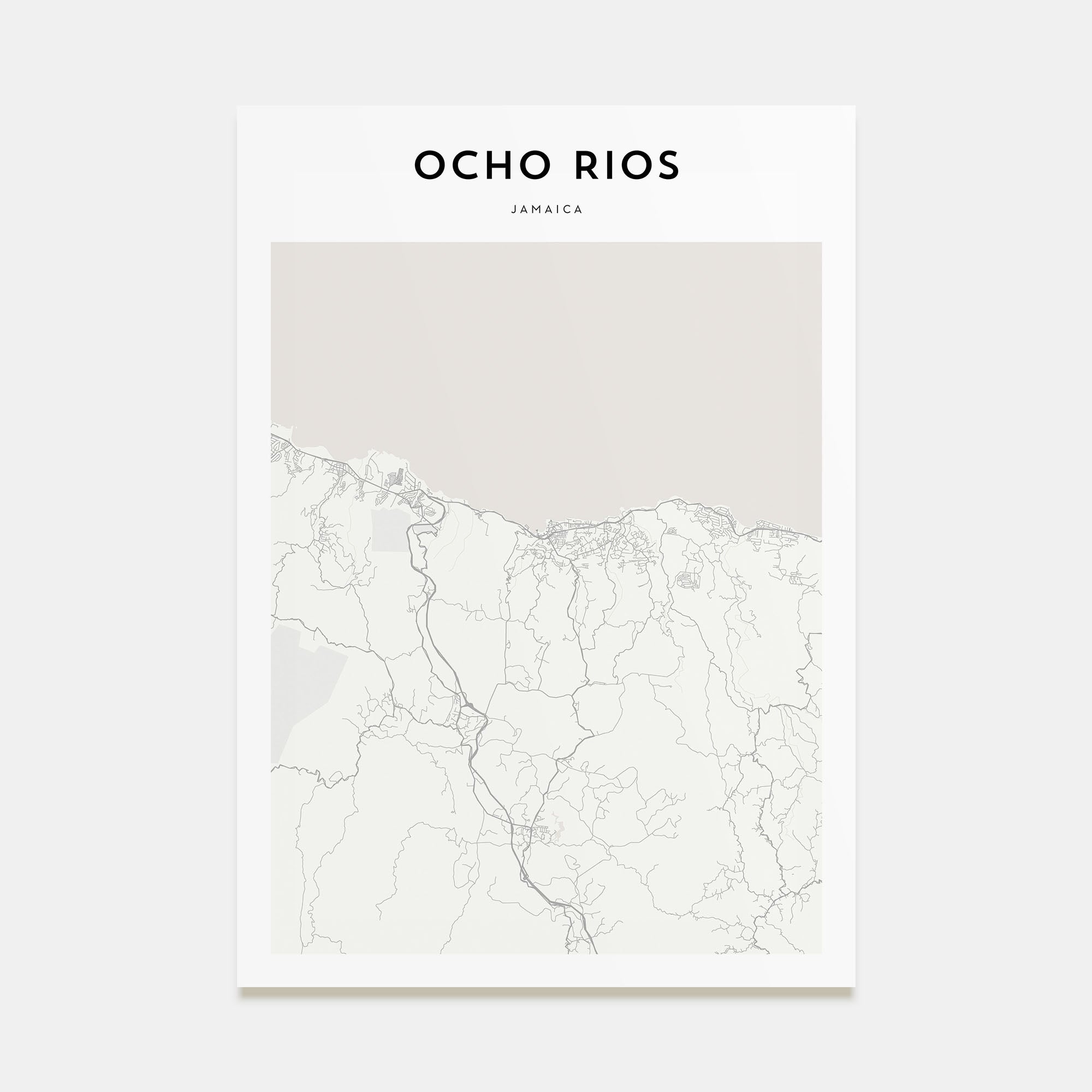 Ocho Rios Map Portrait Poster