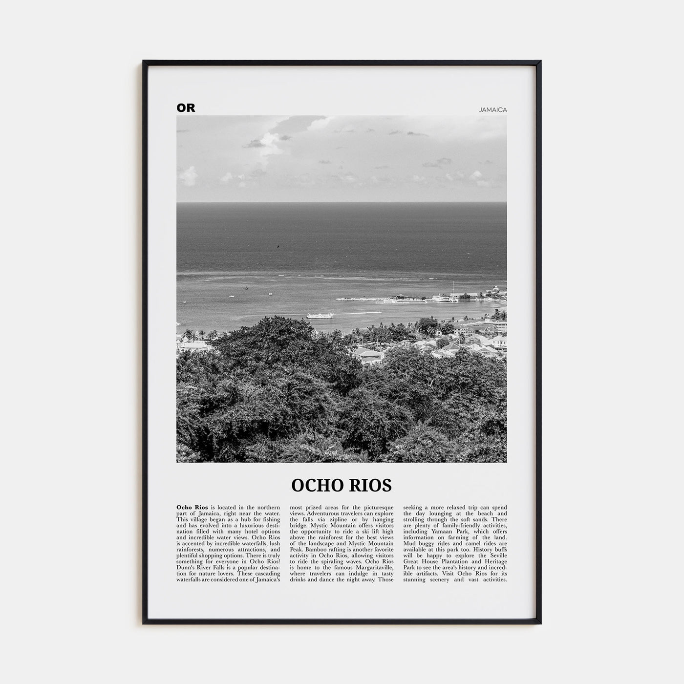 Ocho Rios Travel B&W Poster