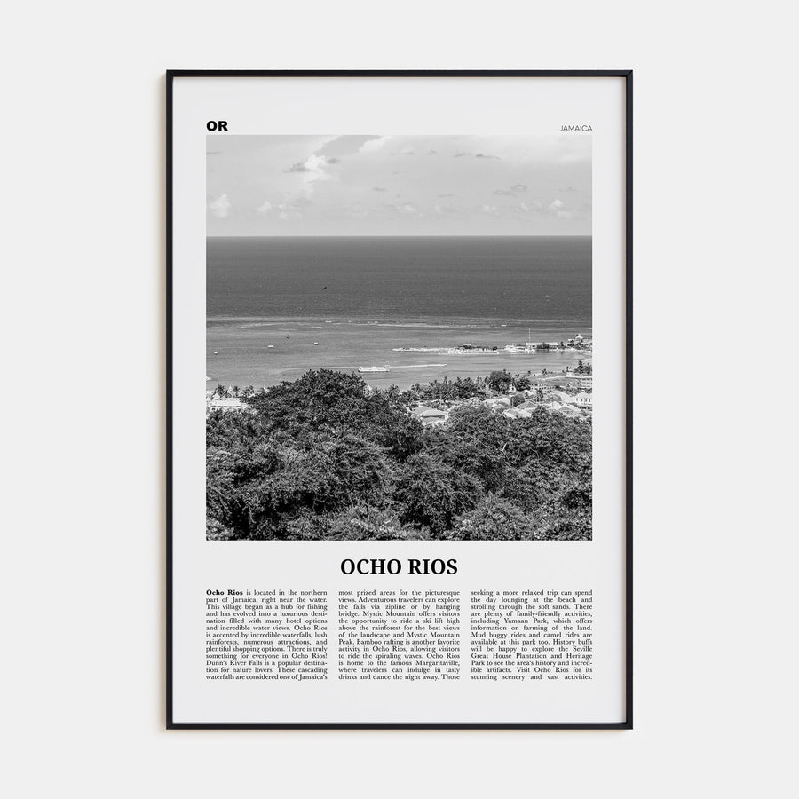 Ocho Rios Travel B&W Poster