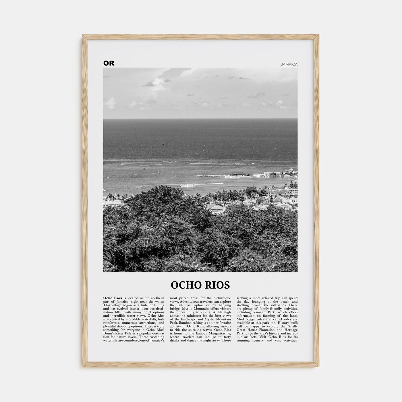 Ocho Rios Travel B&W Poster
