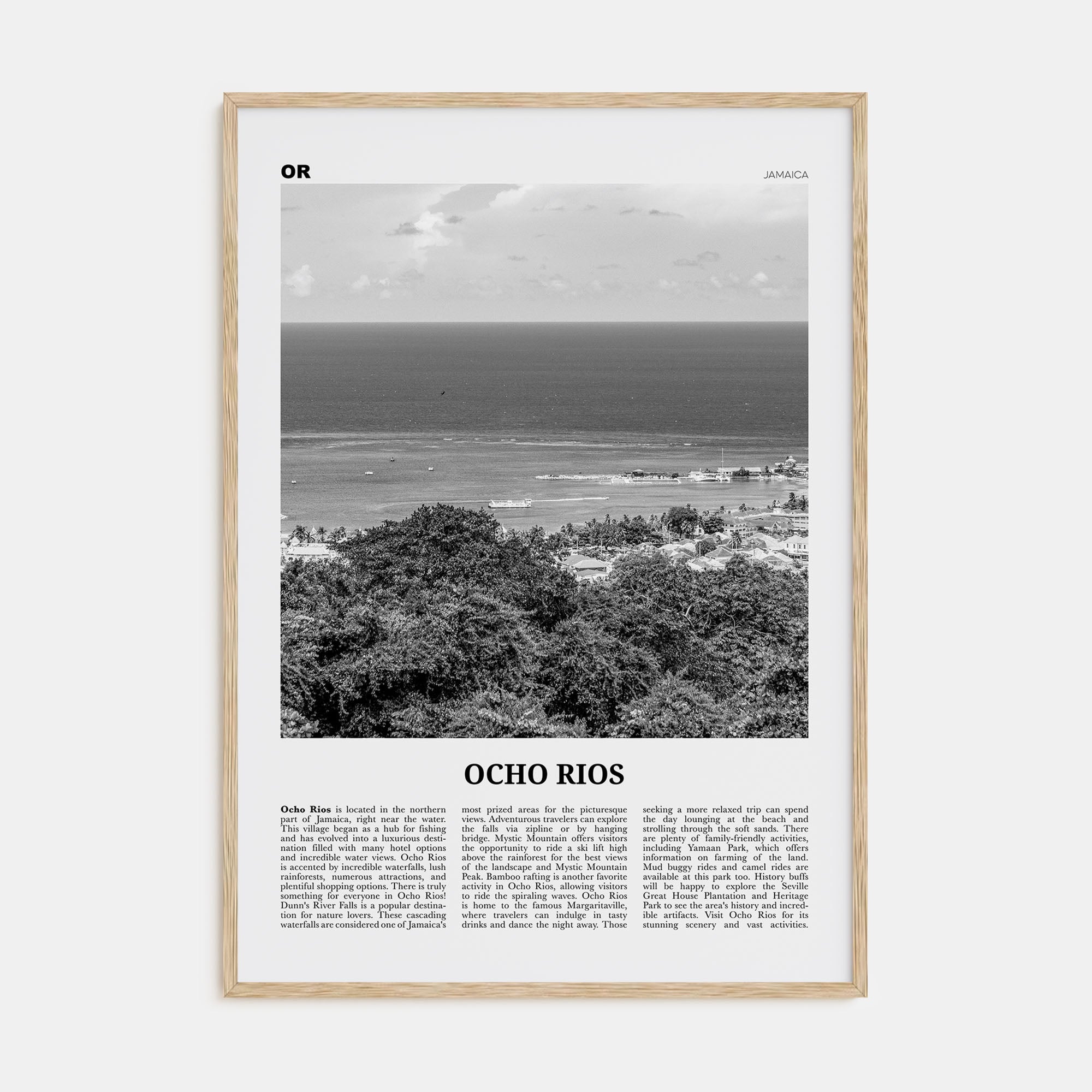 Ocho Rios Travel B&W Poster