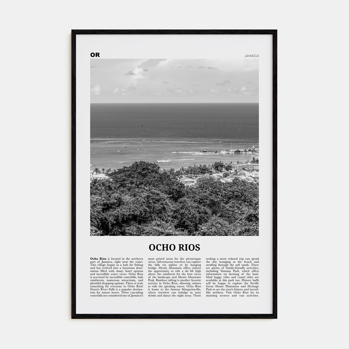 Ocho Rios Travel B&W Poster