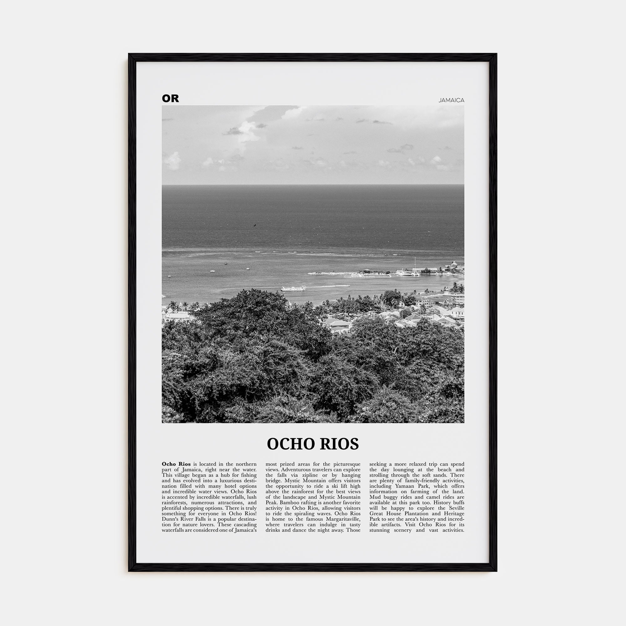Ocho Rios Travel B&W Poster