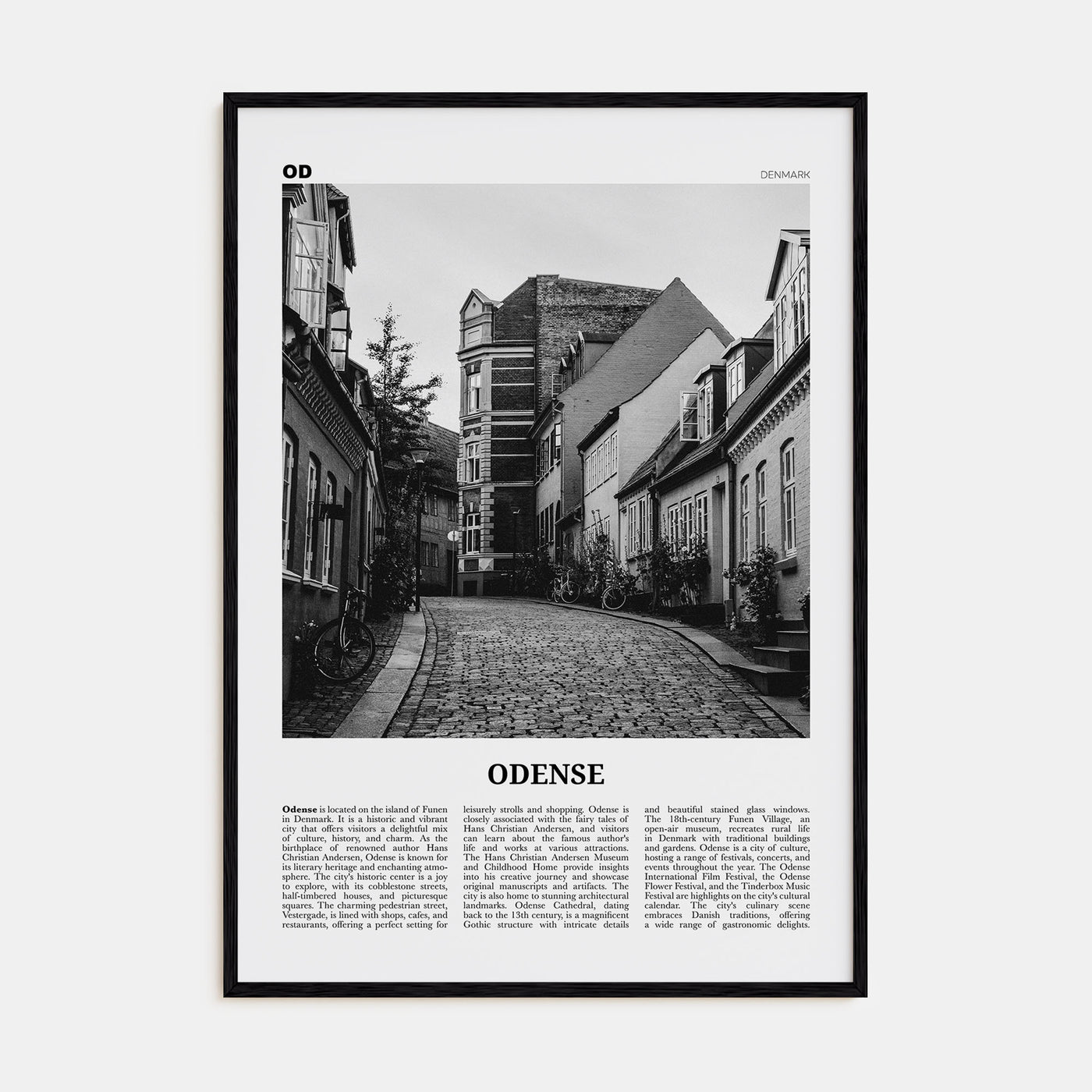 Odense Travel B&W Poster