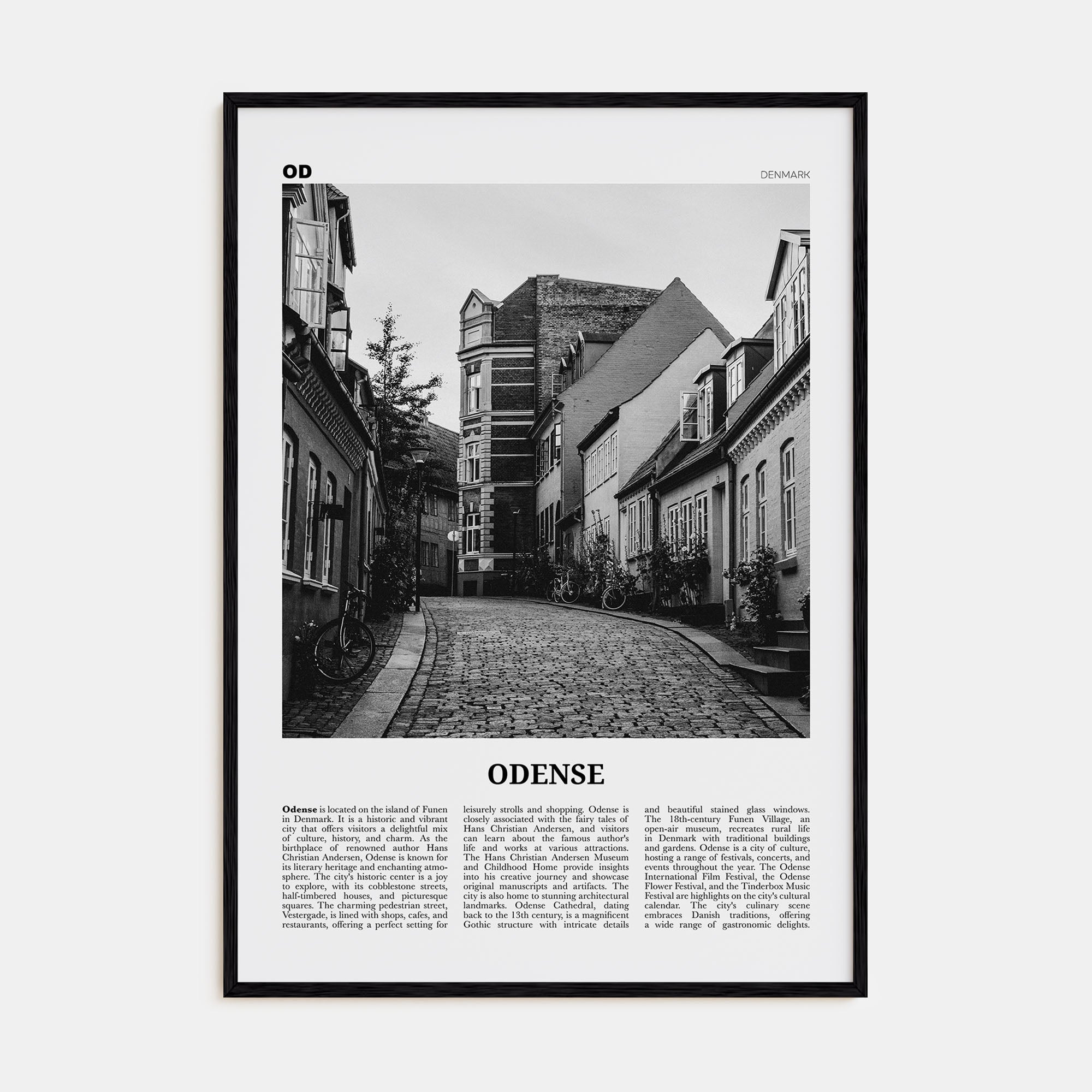 Odense Travel B&W Poster