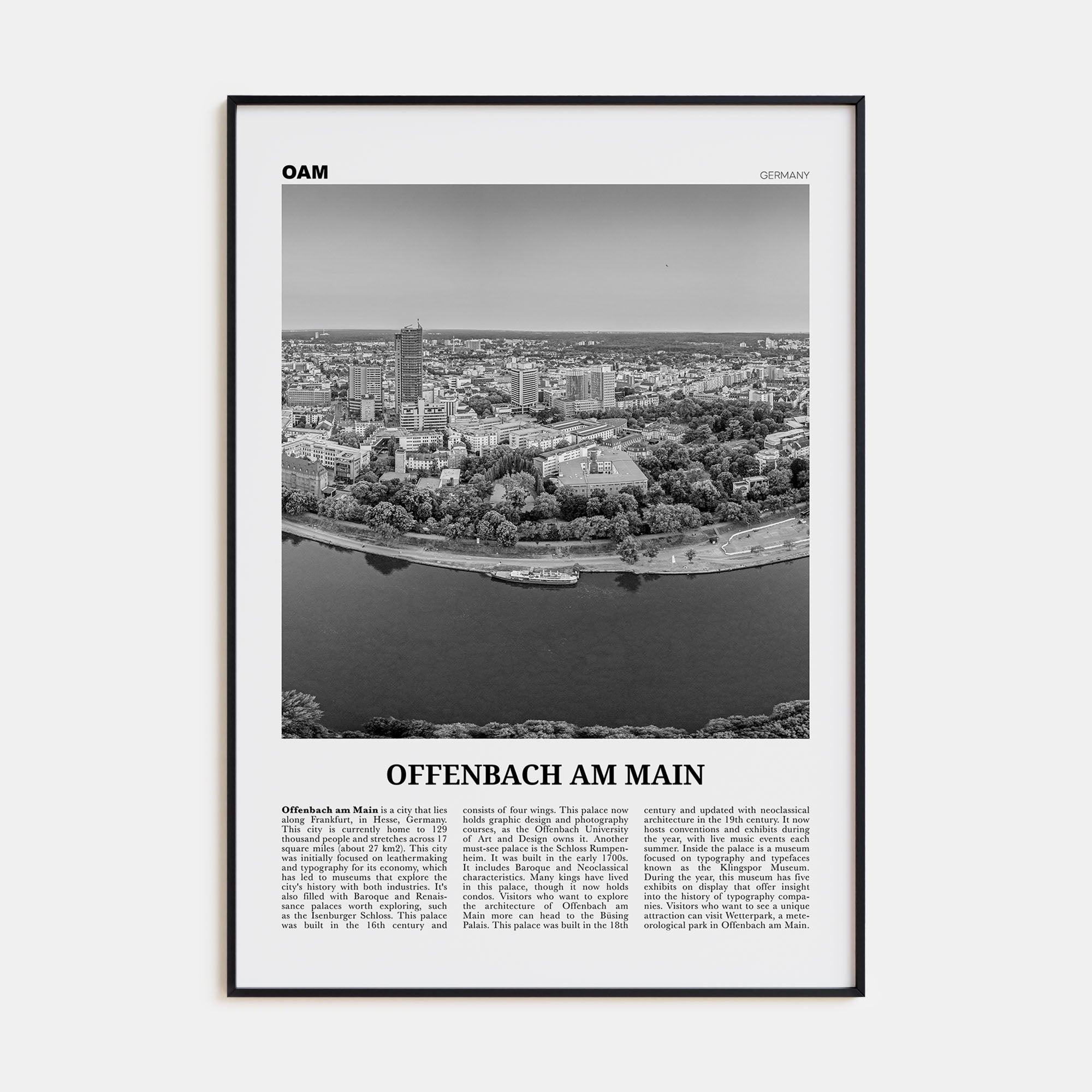 Offenbach am Main Travel B&W Poster