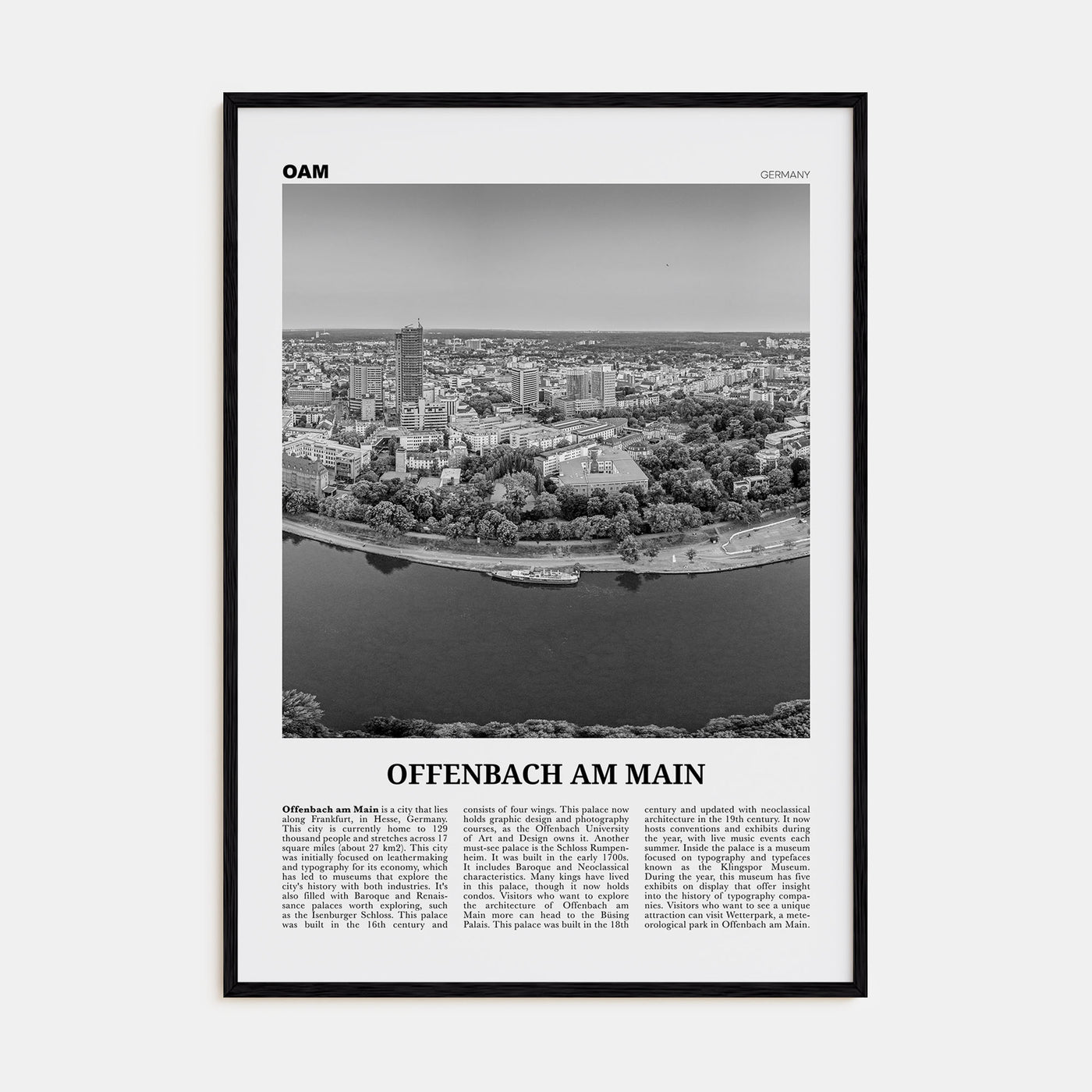 Offenbach am Main Travel B&W Poster