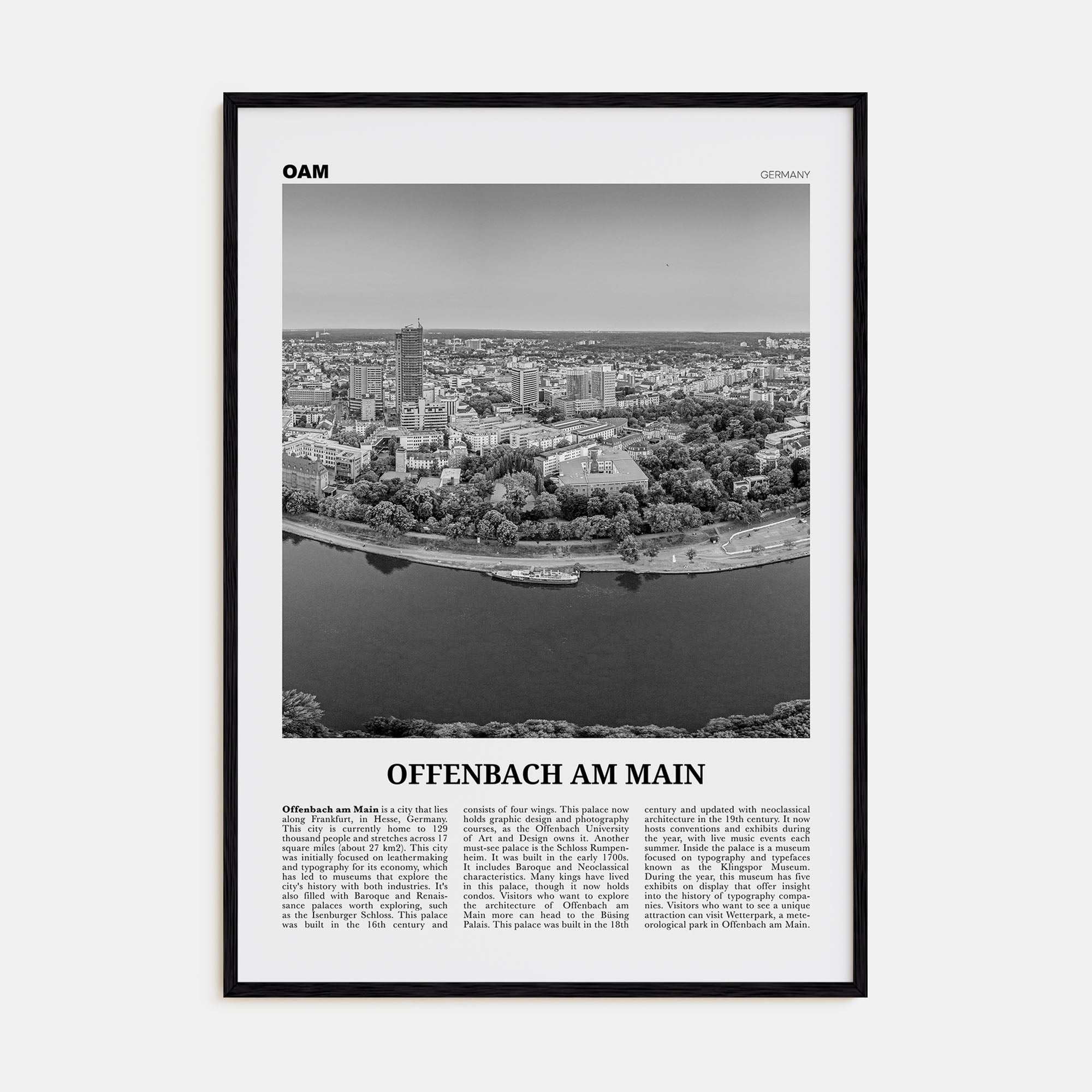 Offenbach am Main Travel B&W Poster