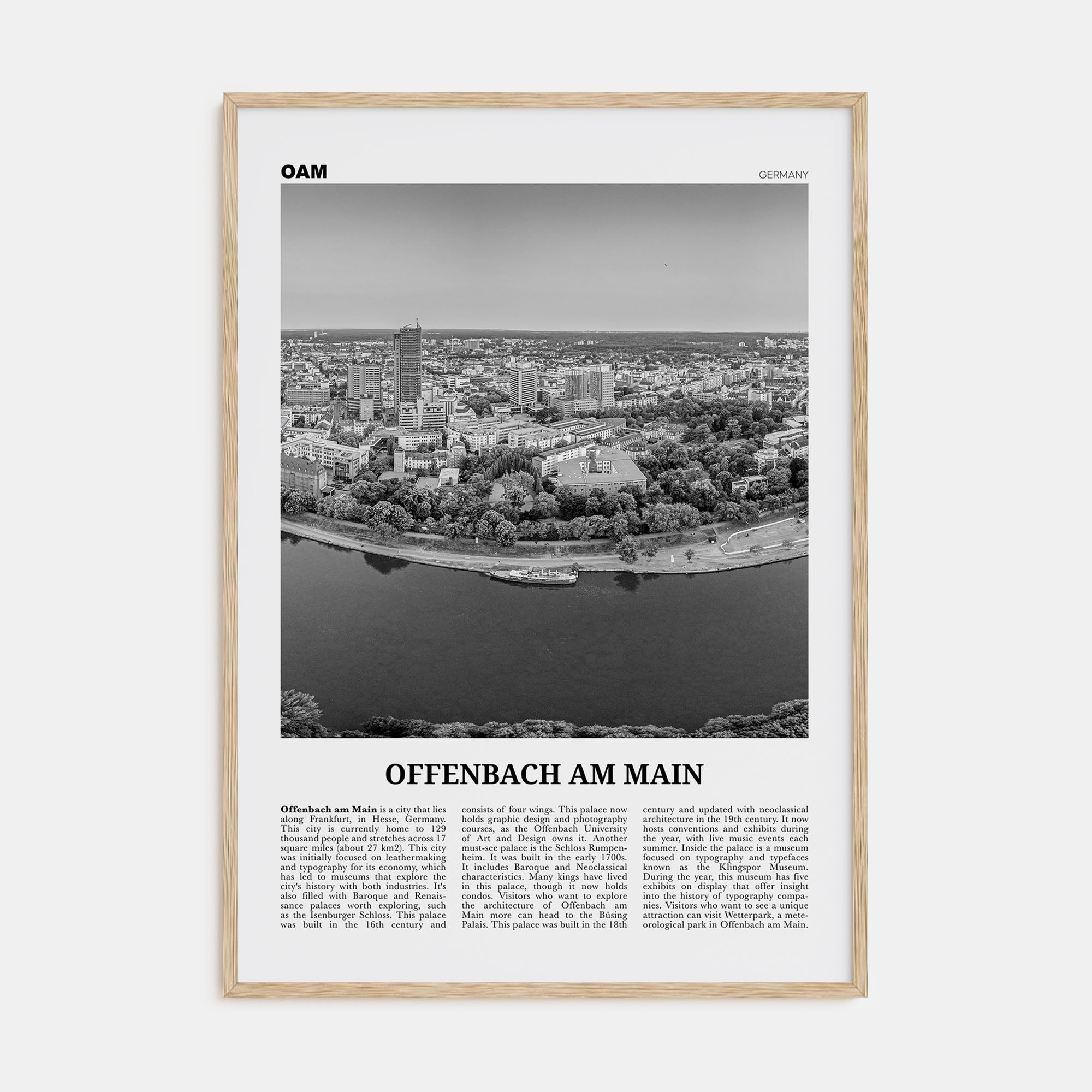 Offenbach am Main Travel B&W Poster