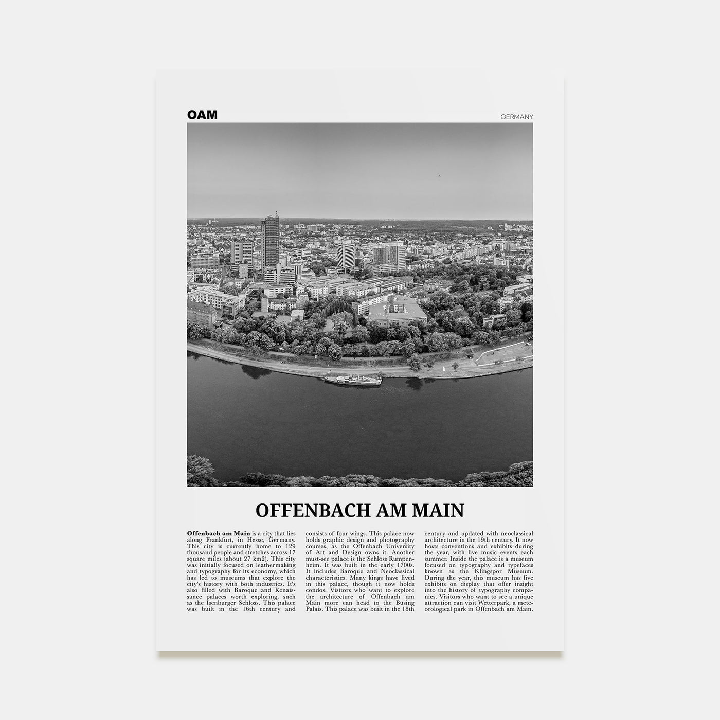 Offenbach am Main Travel B&W Poster