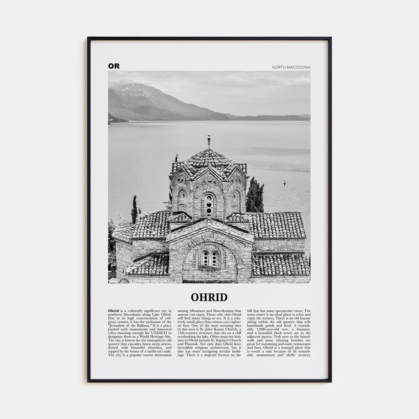 Ohrid Travel B&W Poster