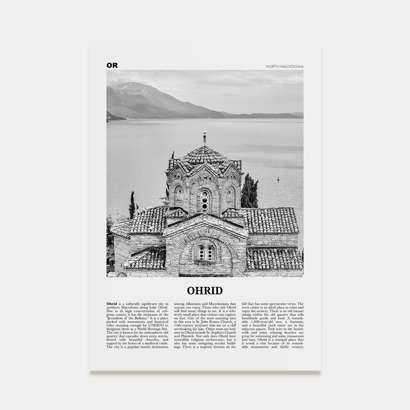 Ohrid Travel B&W Poster