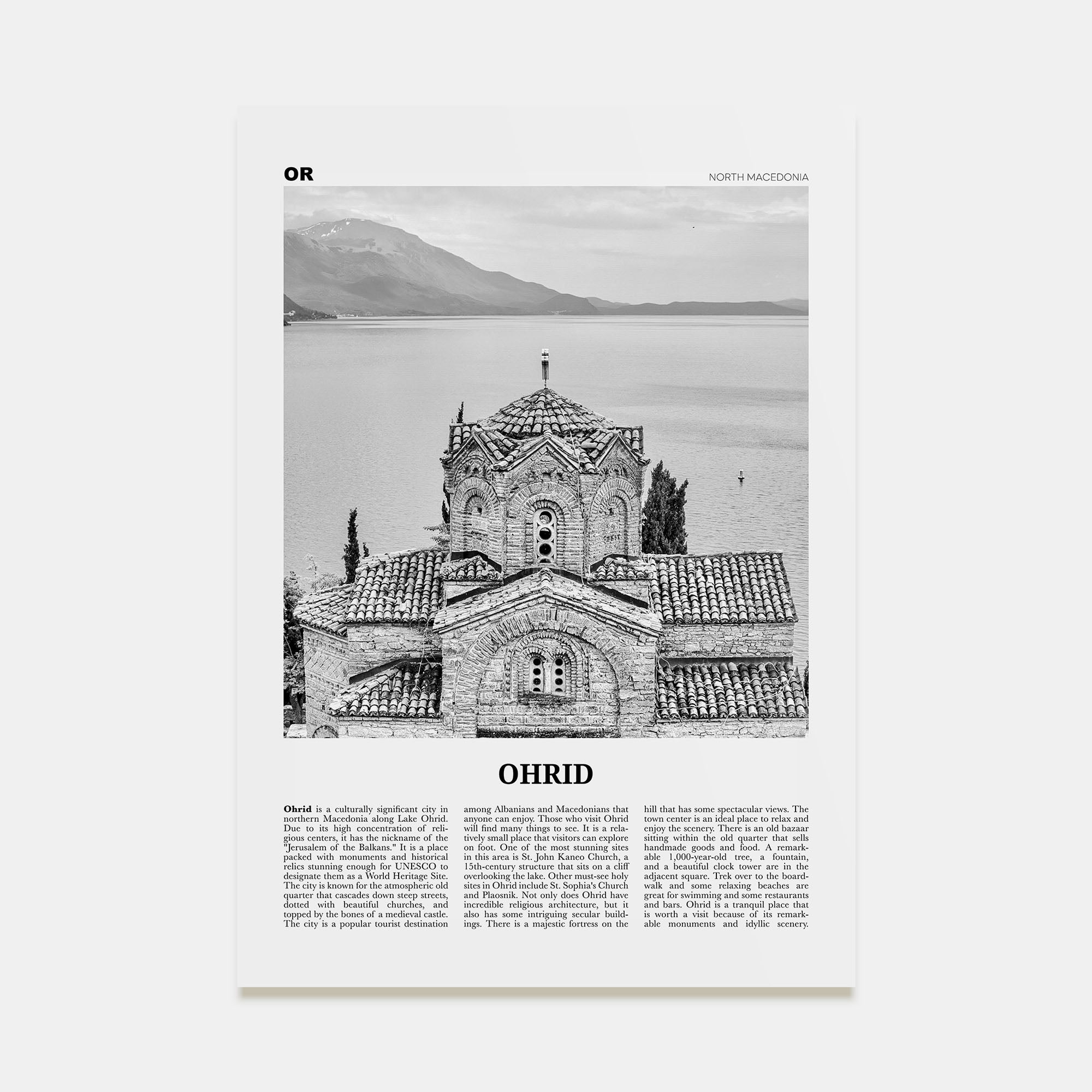 Ohrid Travel B&W Poster