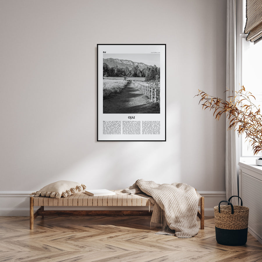Ojai Travel B&W Poster