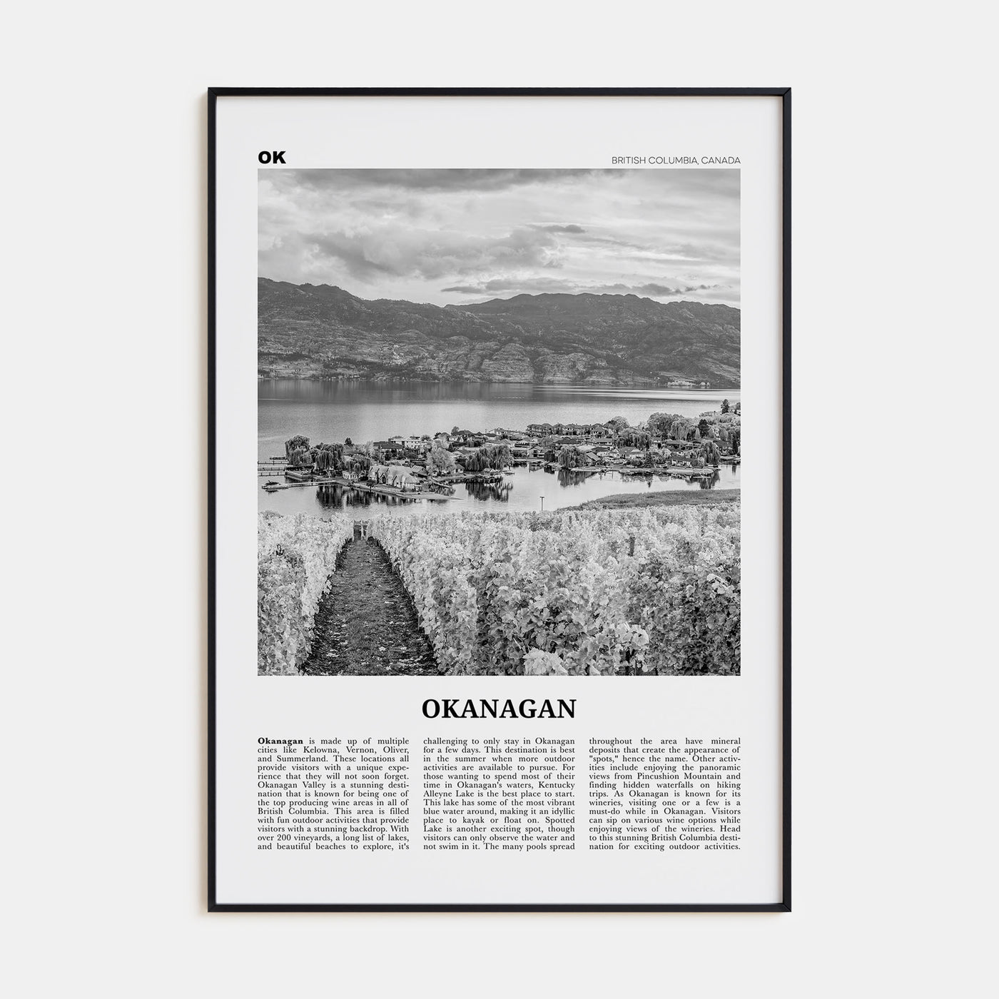 Okanagan Travel B&W Poster